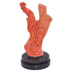 Antique Carved Red Coral Rooster