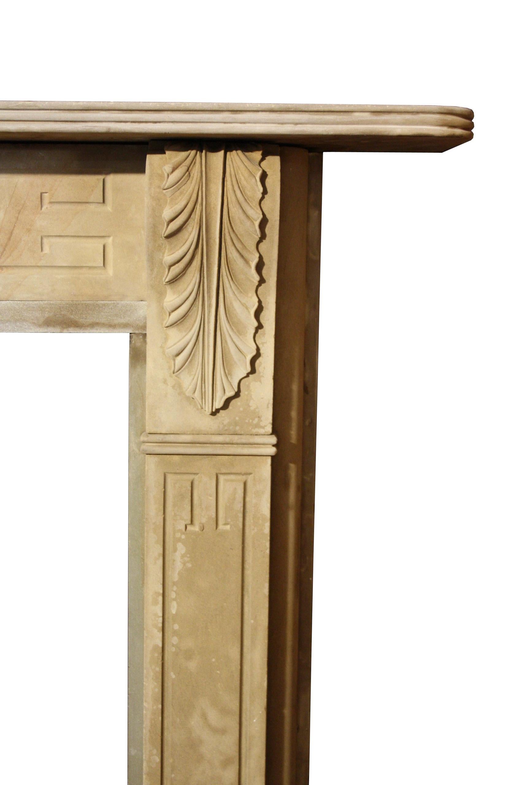 Antique Carved Regency Sandstone Mantel In Fair Condition For Sale In Wormelow, Herefordshire