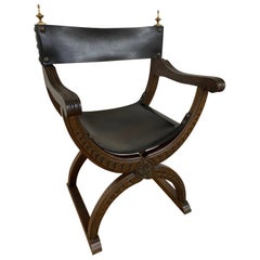 Antique Carved Renaissance Style Throne Chair