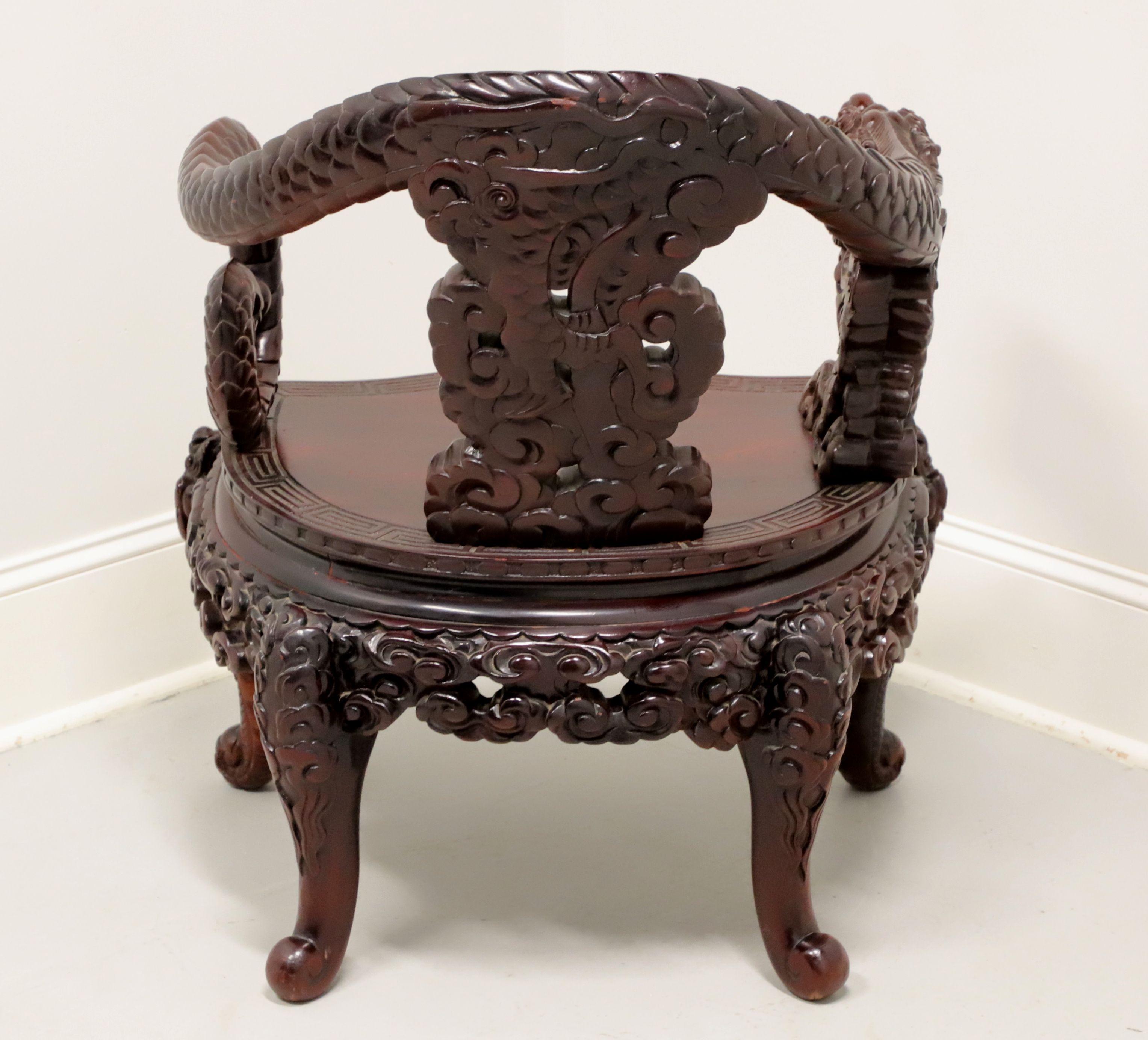 19th Century Antique Carved Rosewood Japanese Meiji Period Dragon Armchair