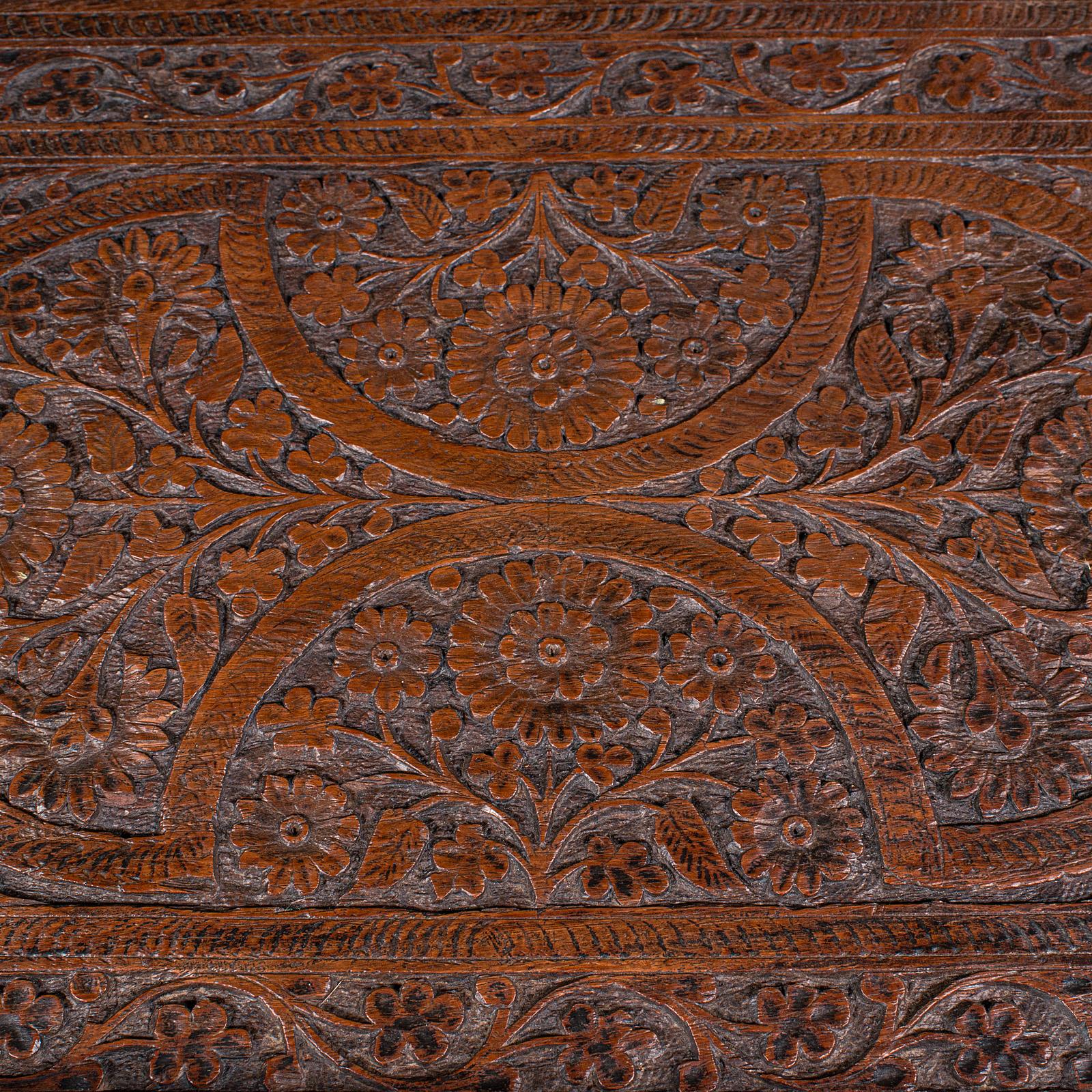 Antique Carved Serving Tray, Anglo-Indian, Teak Afternoon Tea Platter, Victorian in vendita 2