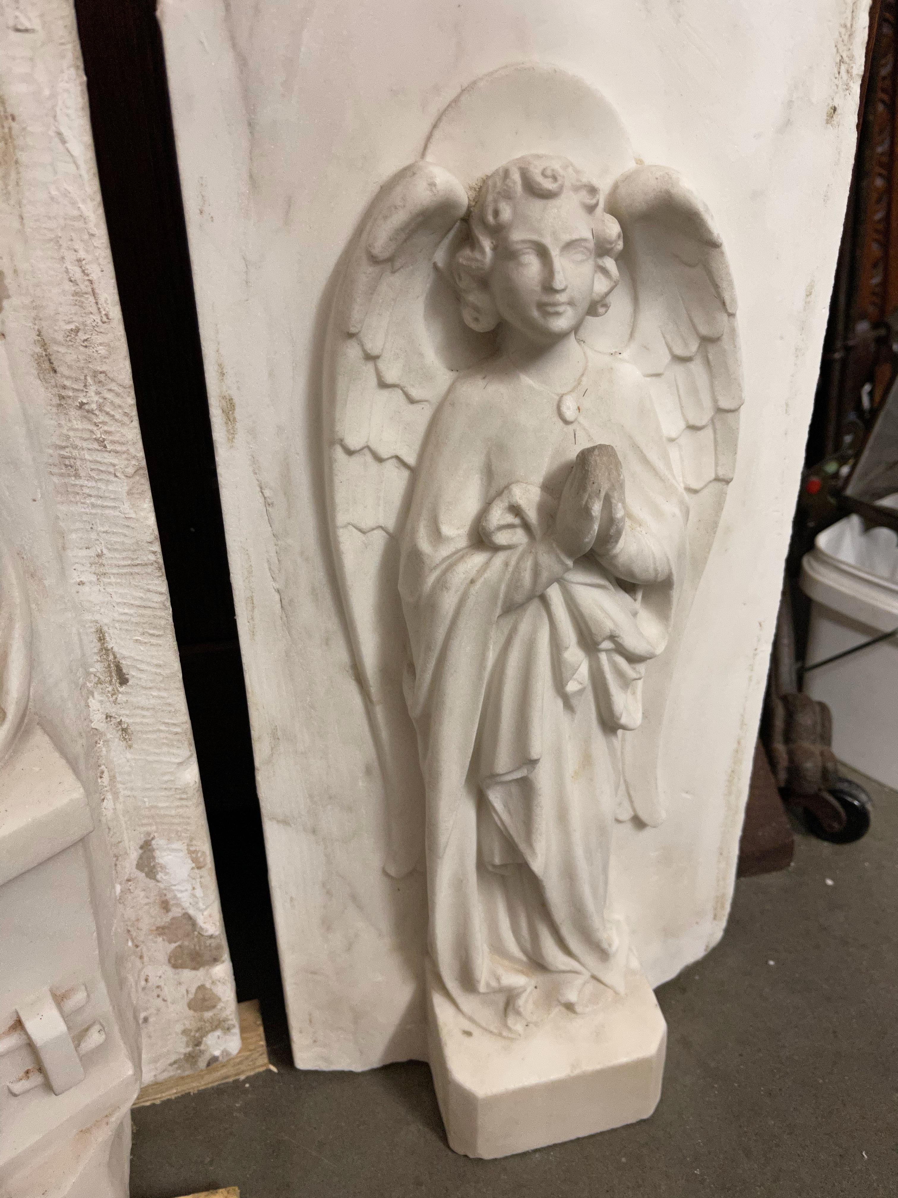 Antique Carved Set of Marble Gothic Altar Panels w Christ and Disciples & Angels For Sale 9