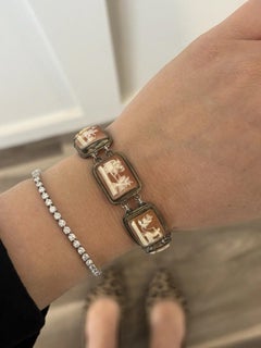 Antique Carved Shell Cameo Panel 800 Silver Italy 7.5" 21.61g Bracelet