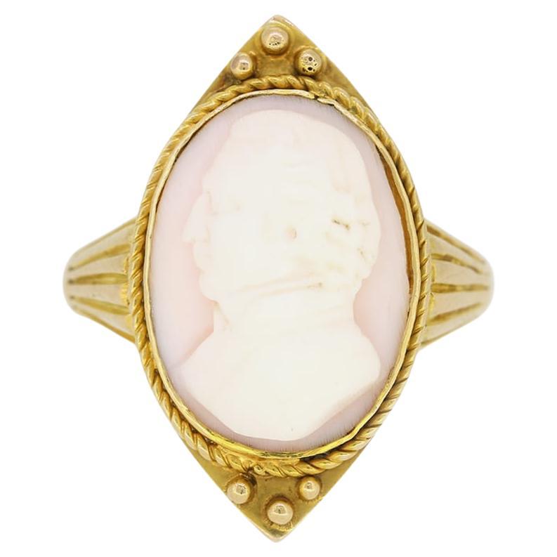 Antique Carved Shell Cameo Ring For Sale