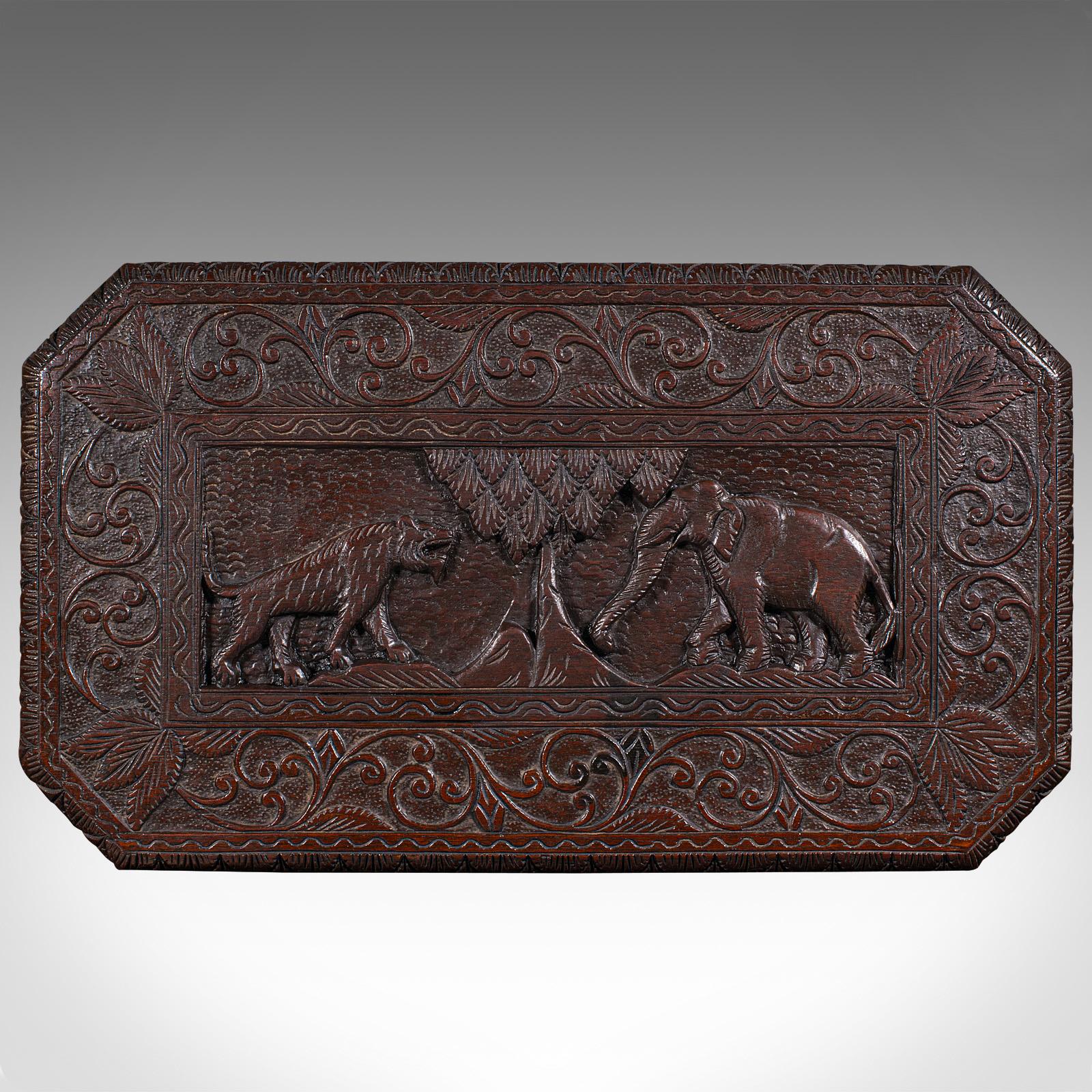 Antique Carved Side Table, Indian, Teak, Lamp, Side, Tray, Occasional, Victorian For Sale 2
