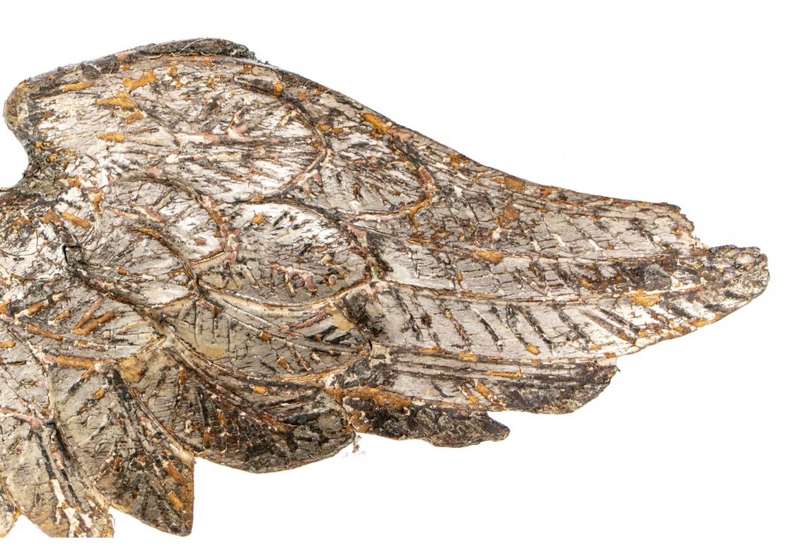 Wood Antique Carved Silver Gilt Eagle