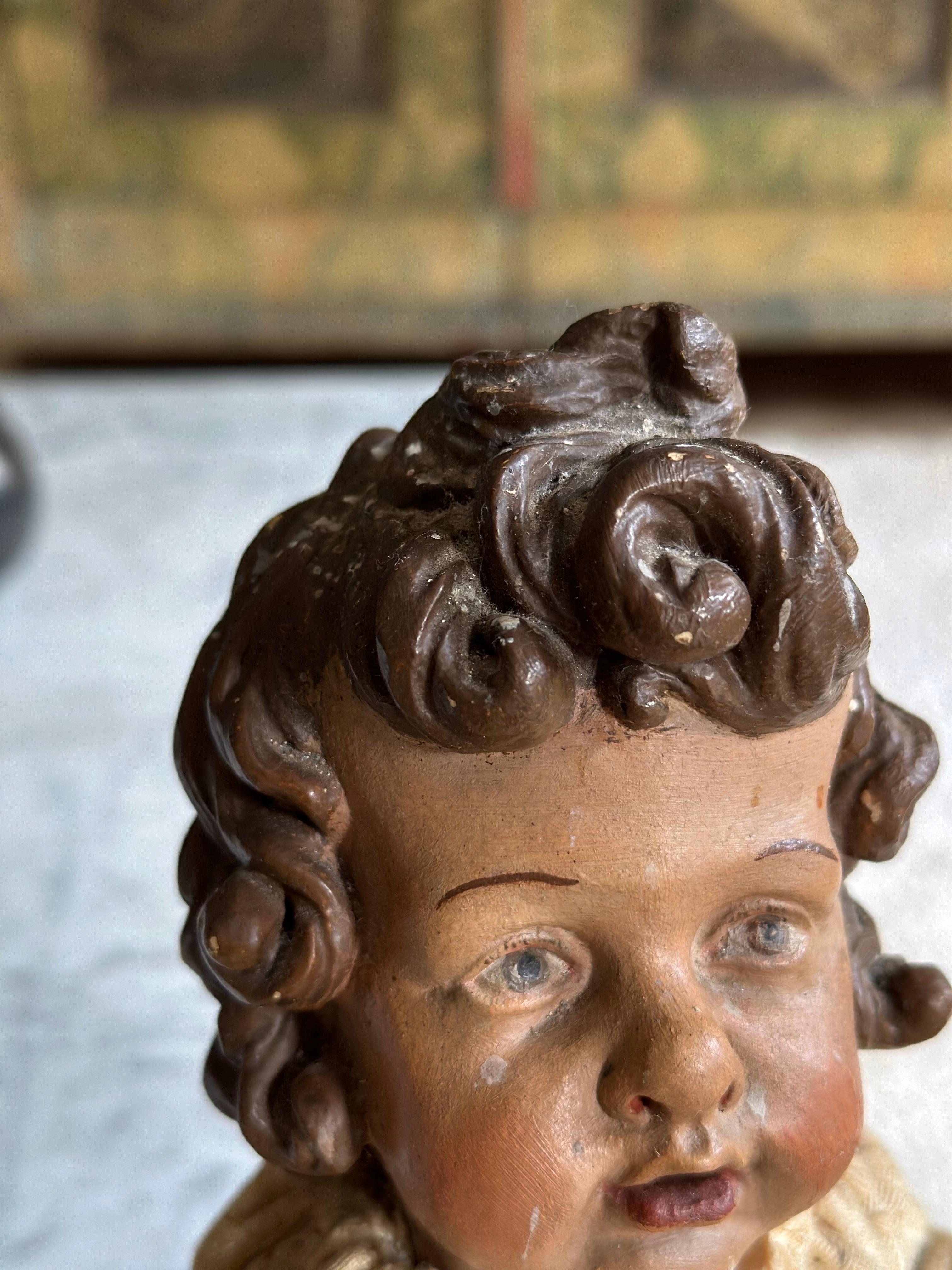 Allemand Figurine ancienne sculptée, Circa 1800 - Child Child en vente
