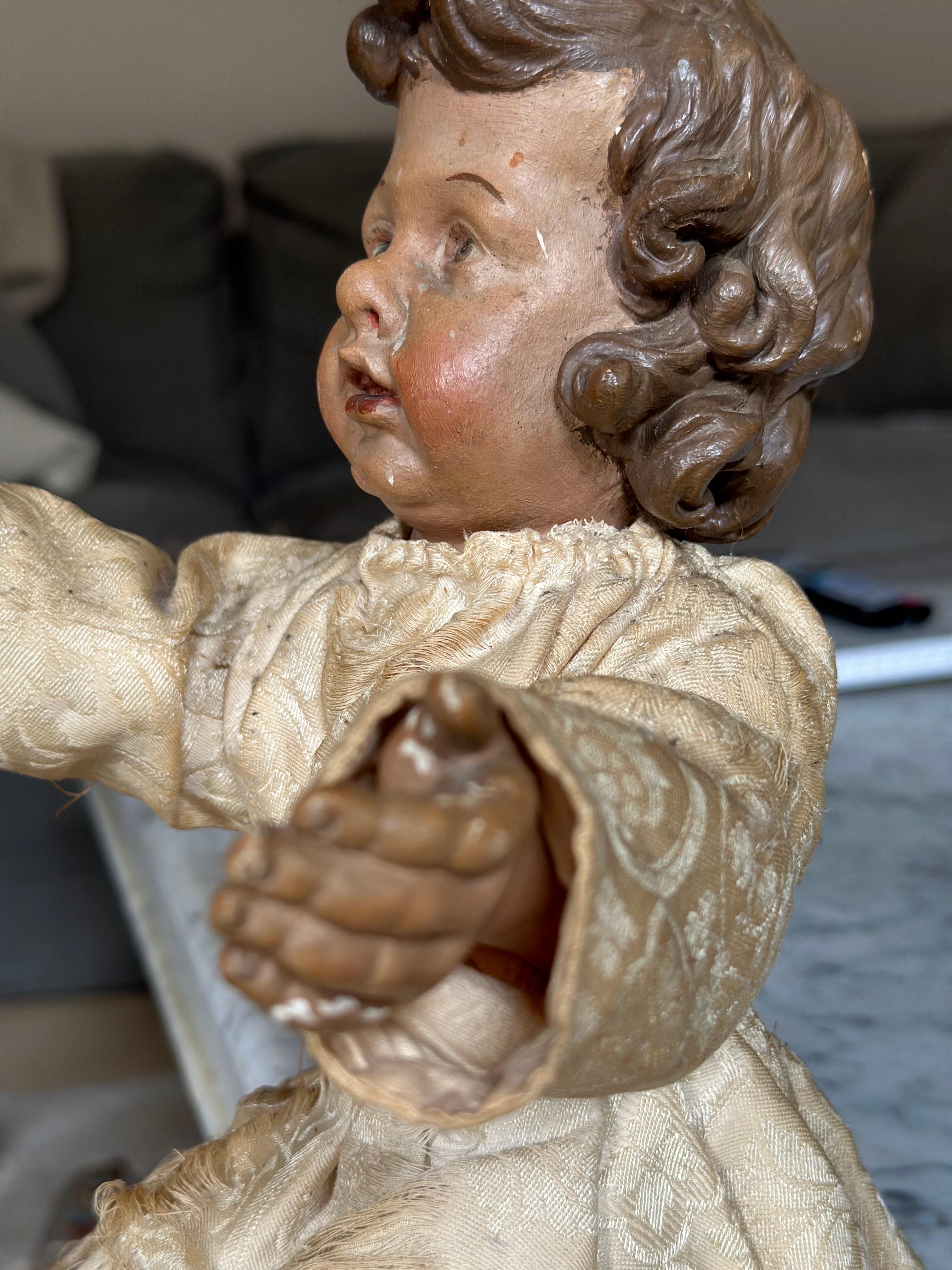 Figurine ancienne sculptée, Circa 1800 - Child Child en vente 1