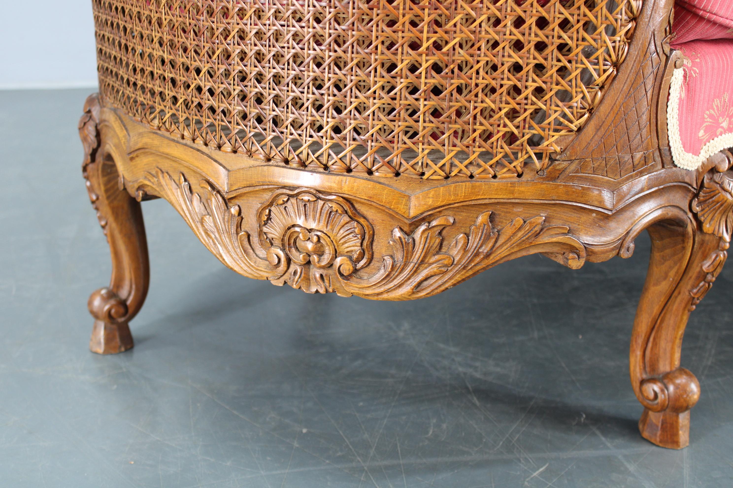 Antique Carved Sofa with Cane Sides , Czechoslovakia in vendita 9