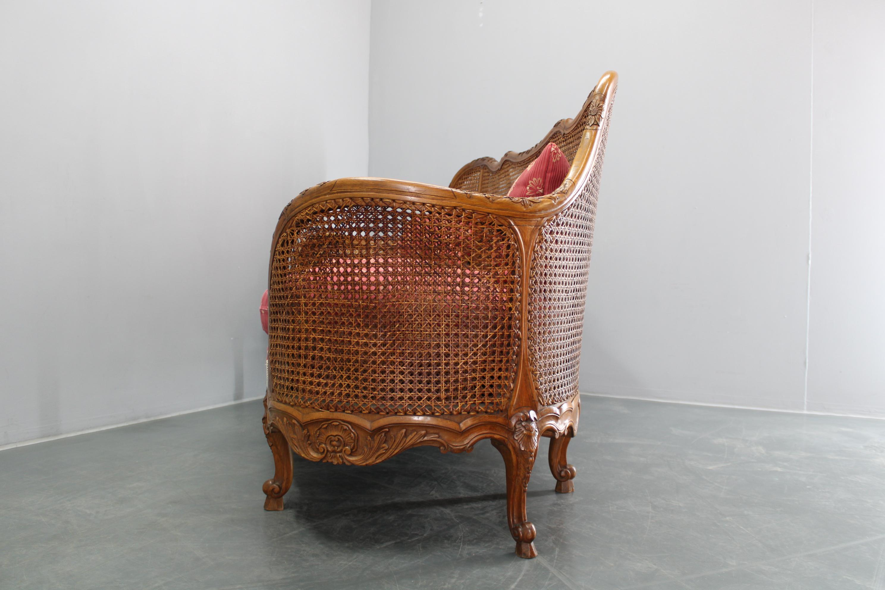 Antique Carved Sofa with Cane Sides , Czechoslovakia in vendita 13