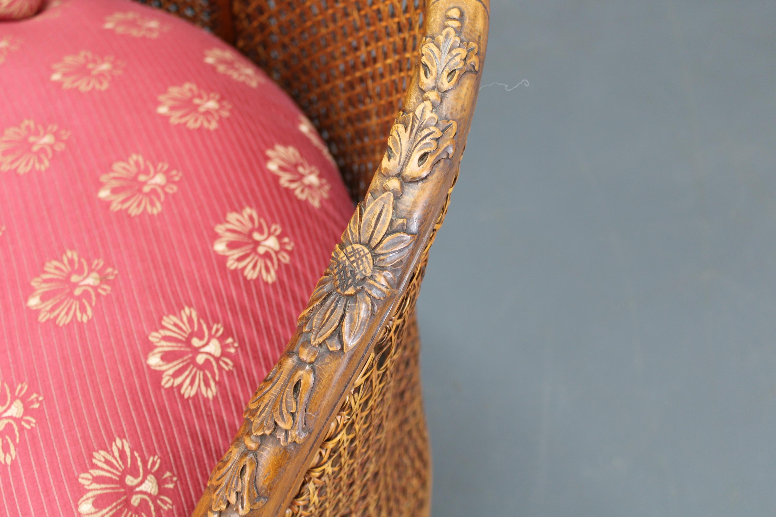 Antique Carved Sofa with Cane Sides , Czechoslovakia in vendita 1