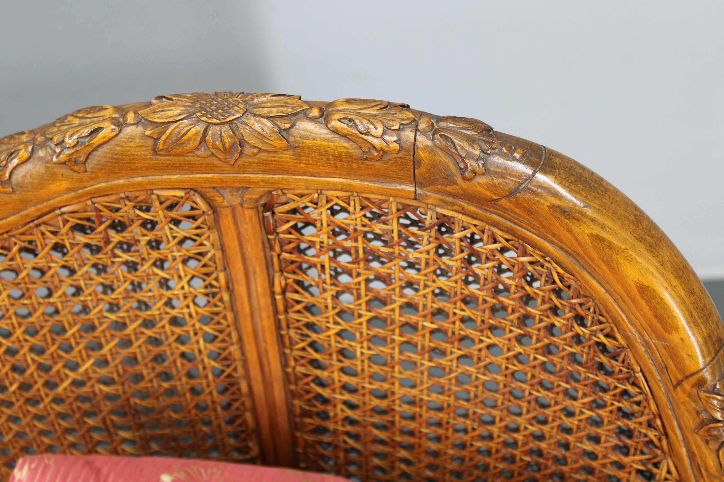Antique Carved Sofa with Cane Sides , Czechoslovakia in vendita 2