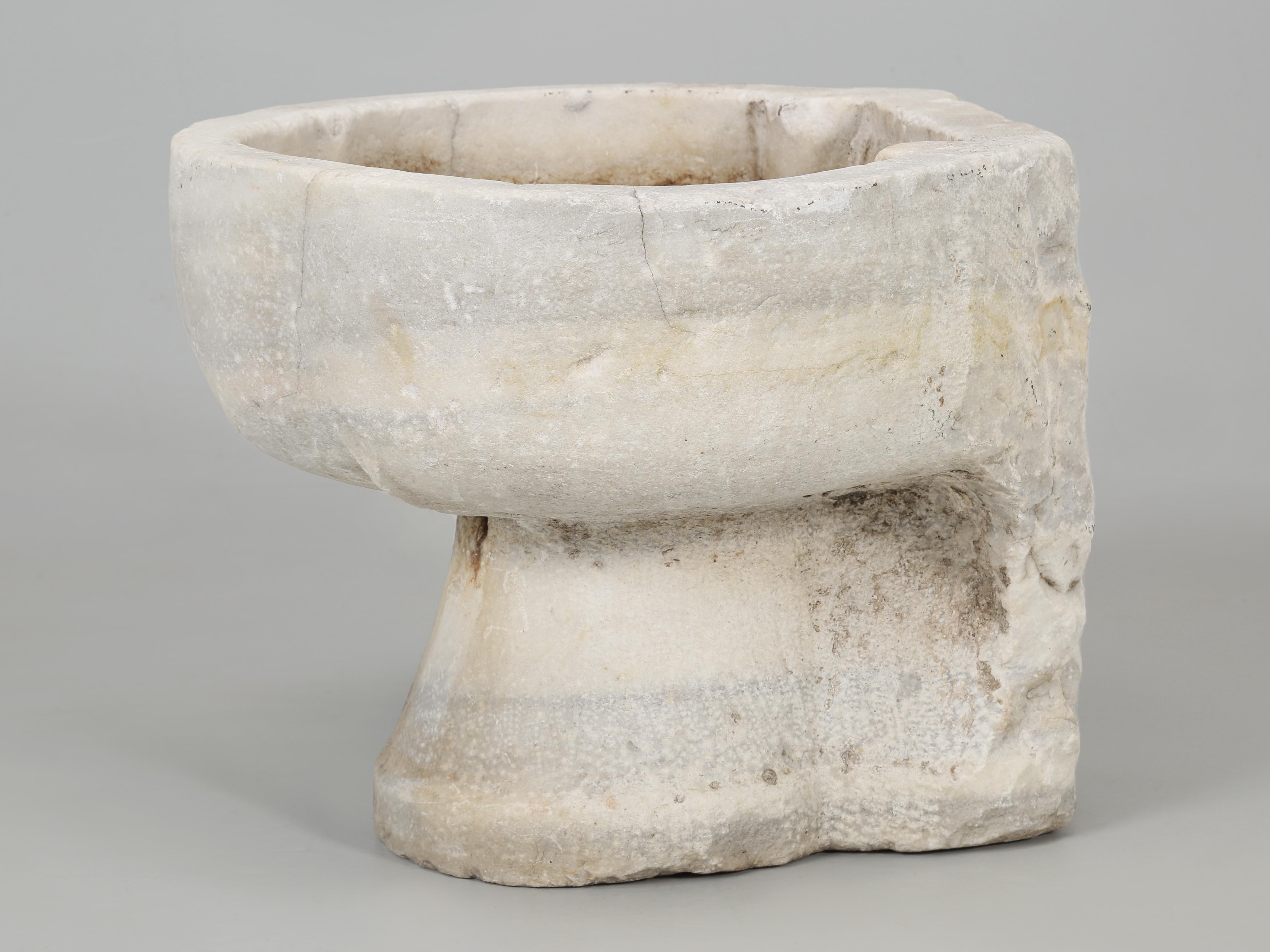 Rustic Antique Carved Solid Block of Marble Wash Basin, Sink From Mediterranean Region For Sale