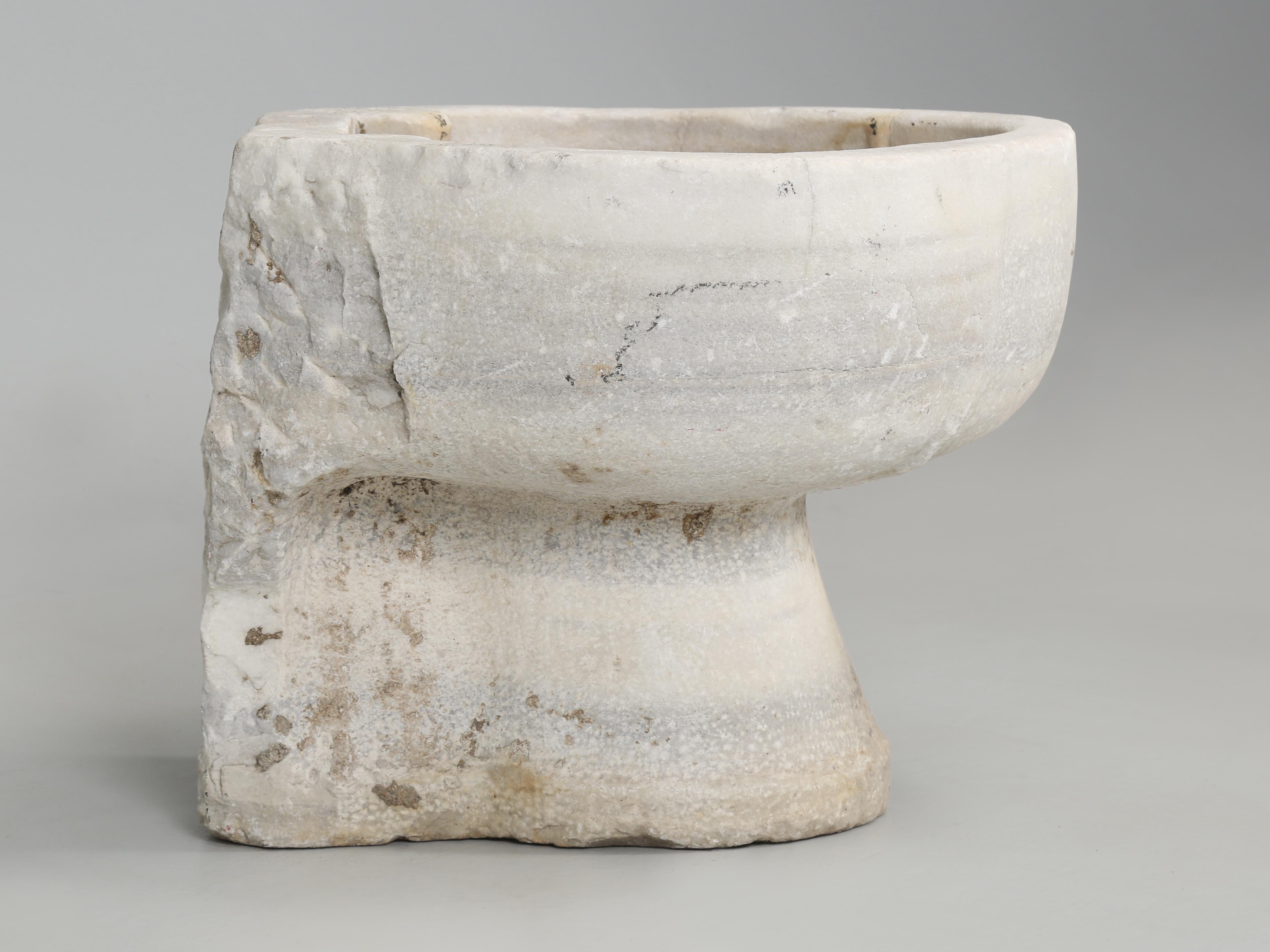 Italian Antique Carved Solid Block of Marble Wash Basin, Sink From Mediterranean Region For Sale