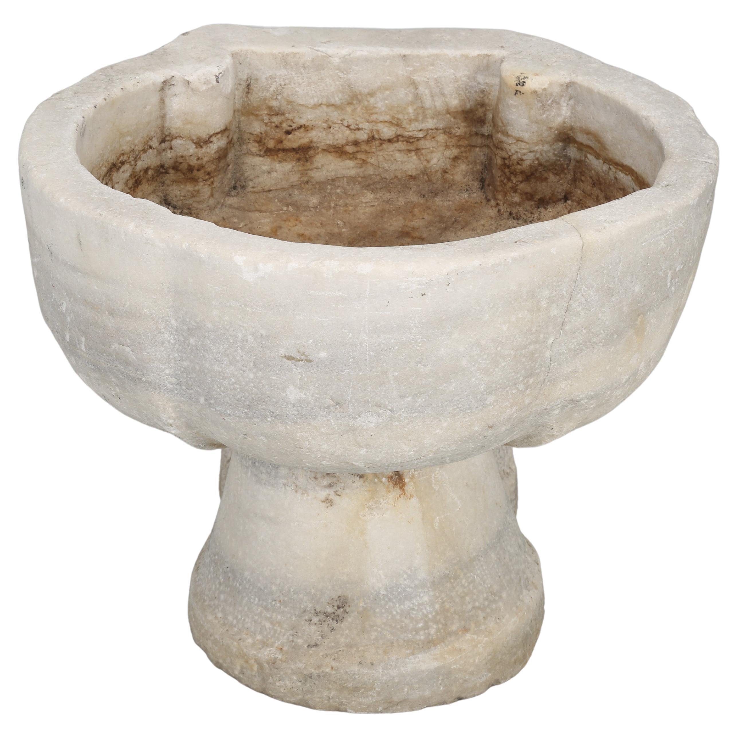 Antique Carved Solid Block of Marble Wash Basin, Sink From Mediterranean Region For Sale