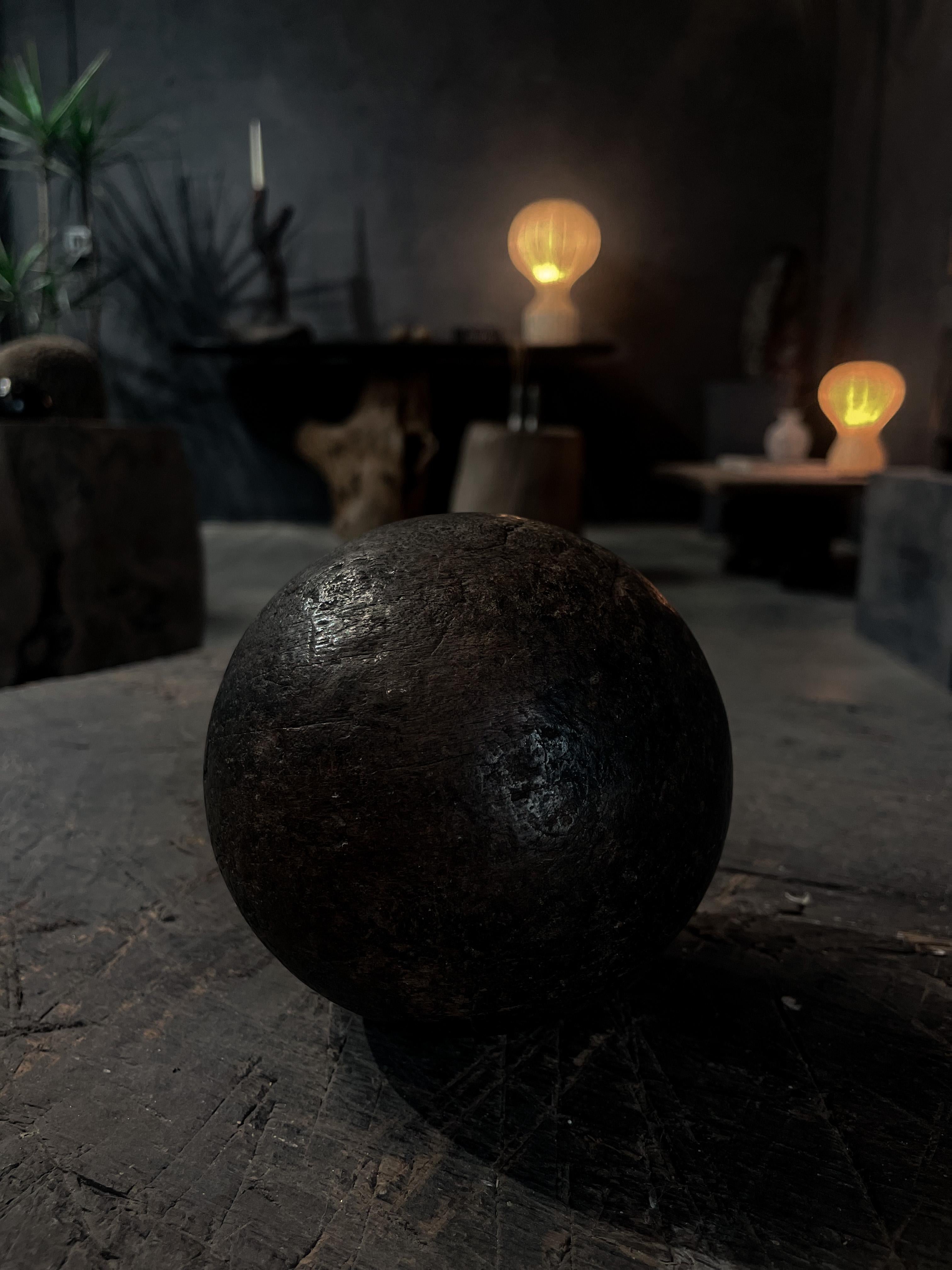 20th Century Antique Carved Solid Wooden Ball  For Sale