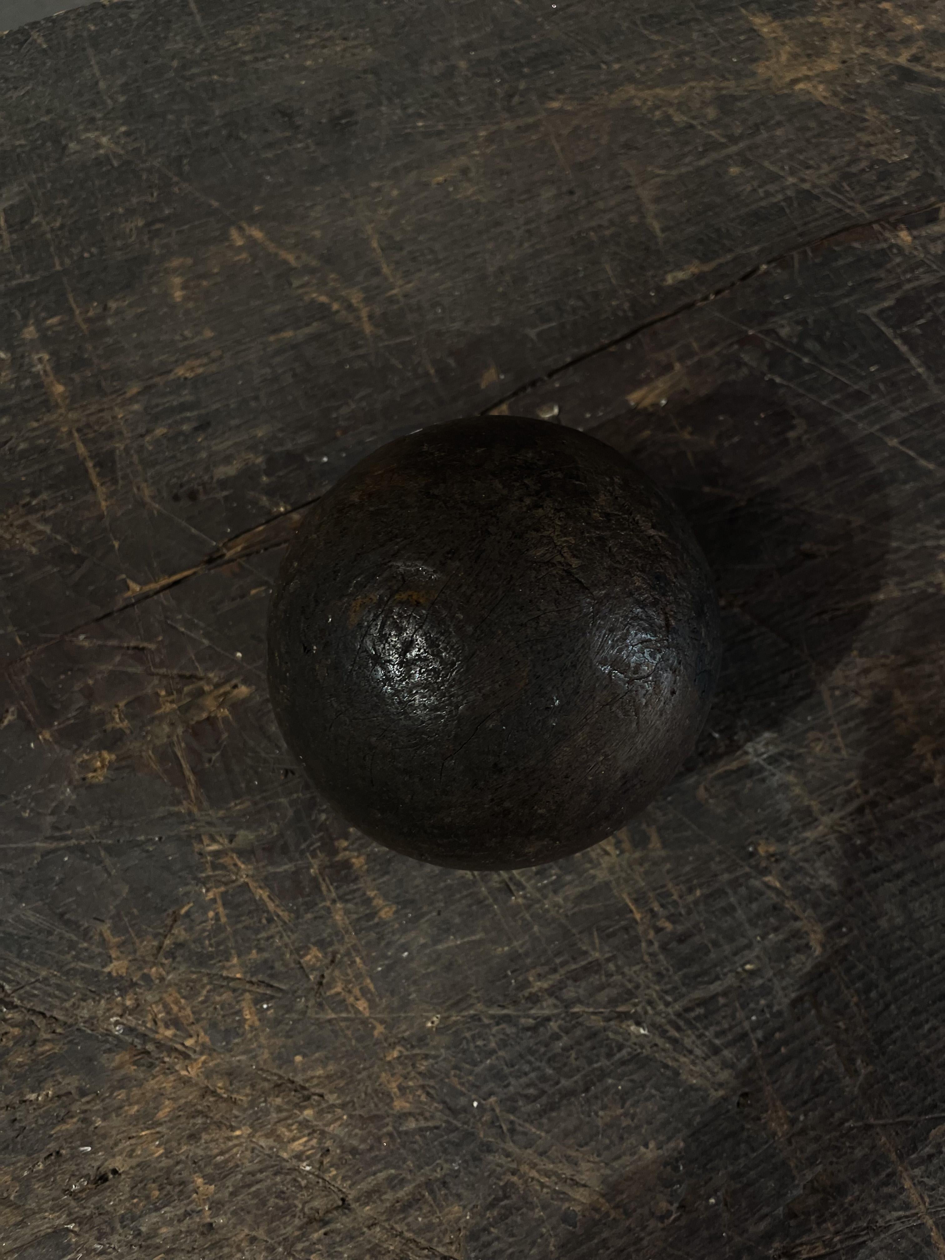 Antique Carved Solid Wooden Ball  For Sale 2