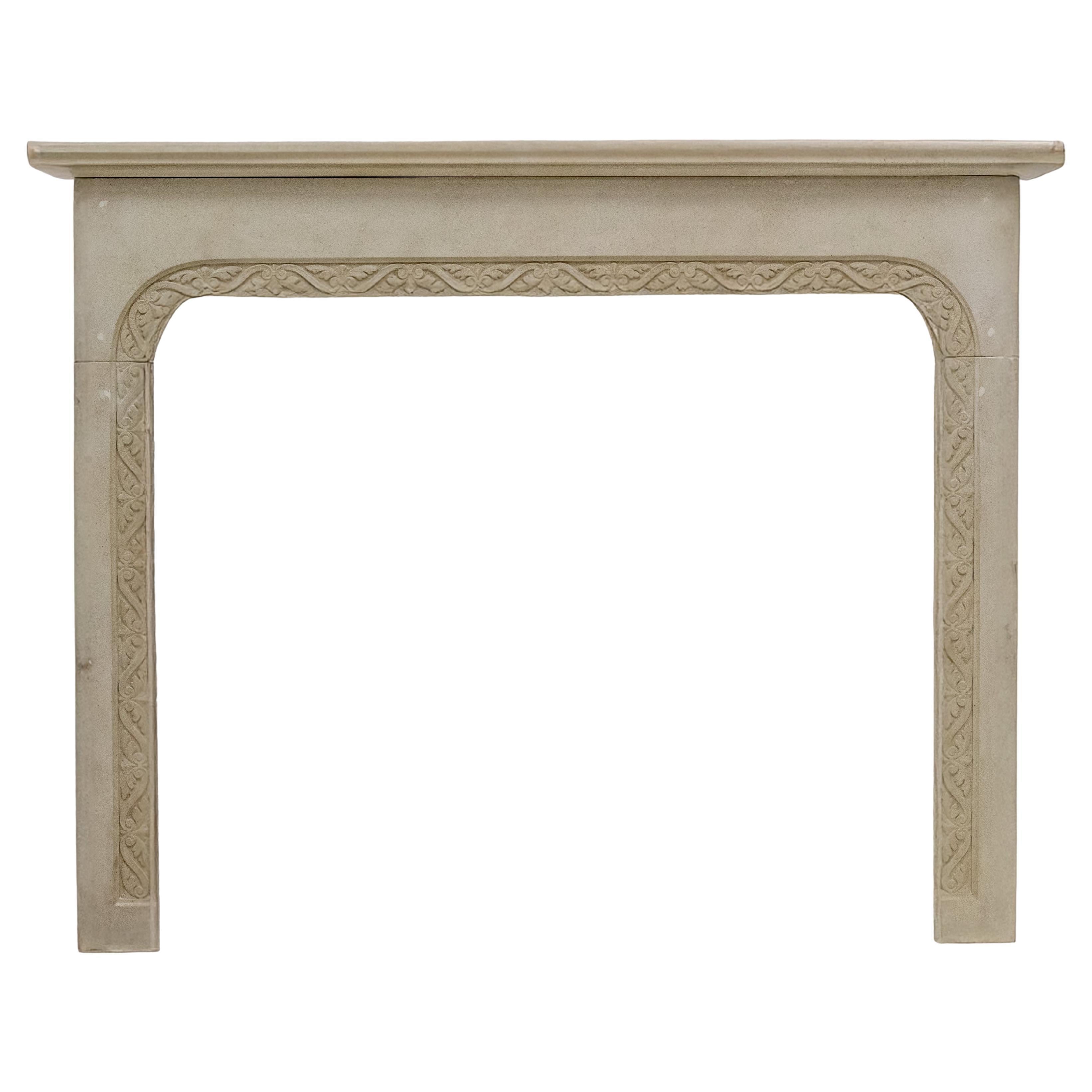 Antique Carved Stone Architectural Fireplace Surround