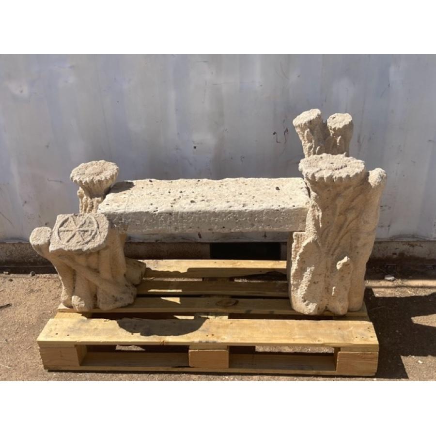 20th Century Antique Carved Stone Bench with Faux Bois Legs, GE-0072 For Sale