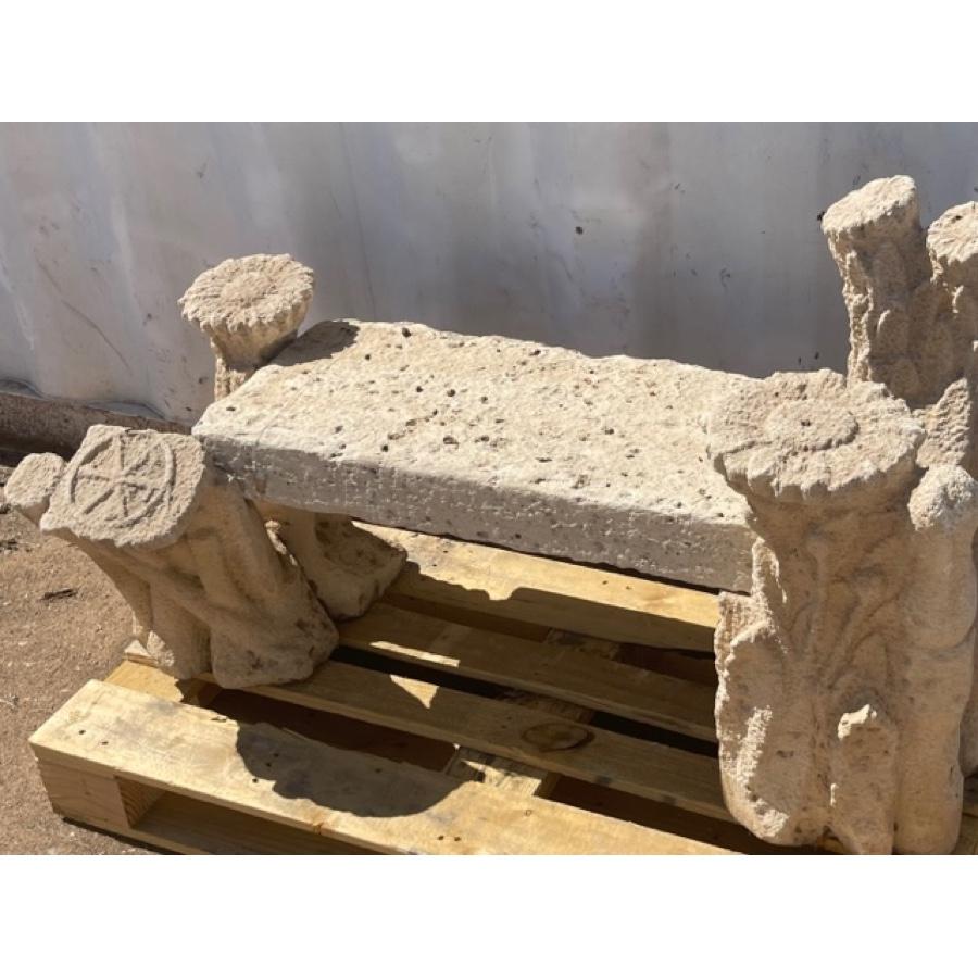 Antique Carved Stone Bench with Faux Bois Legs, GE-0072 For Sale 1