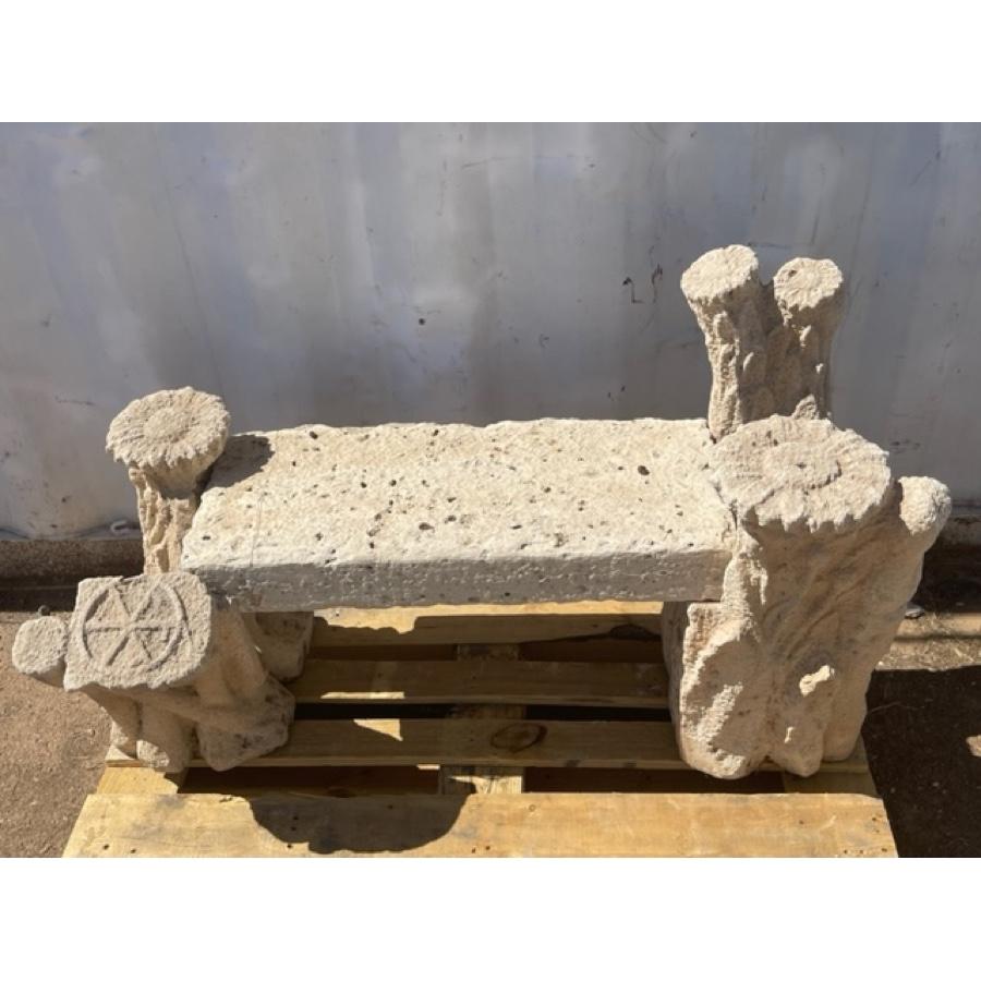 Antique Carved Stone Bench with Faux Bois Legs, GE-0072 For Sale 2