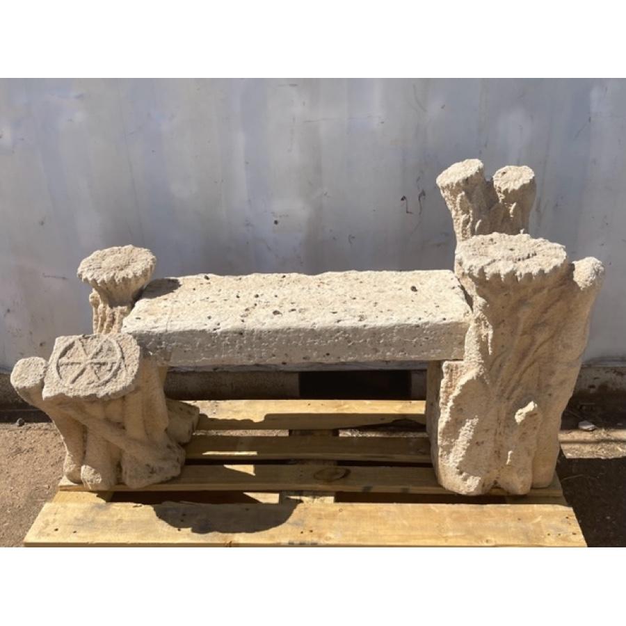 Antique Carved Stone Bench with Faux Bois Legs, GE-0072 For Sale 3