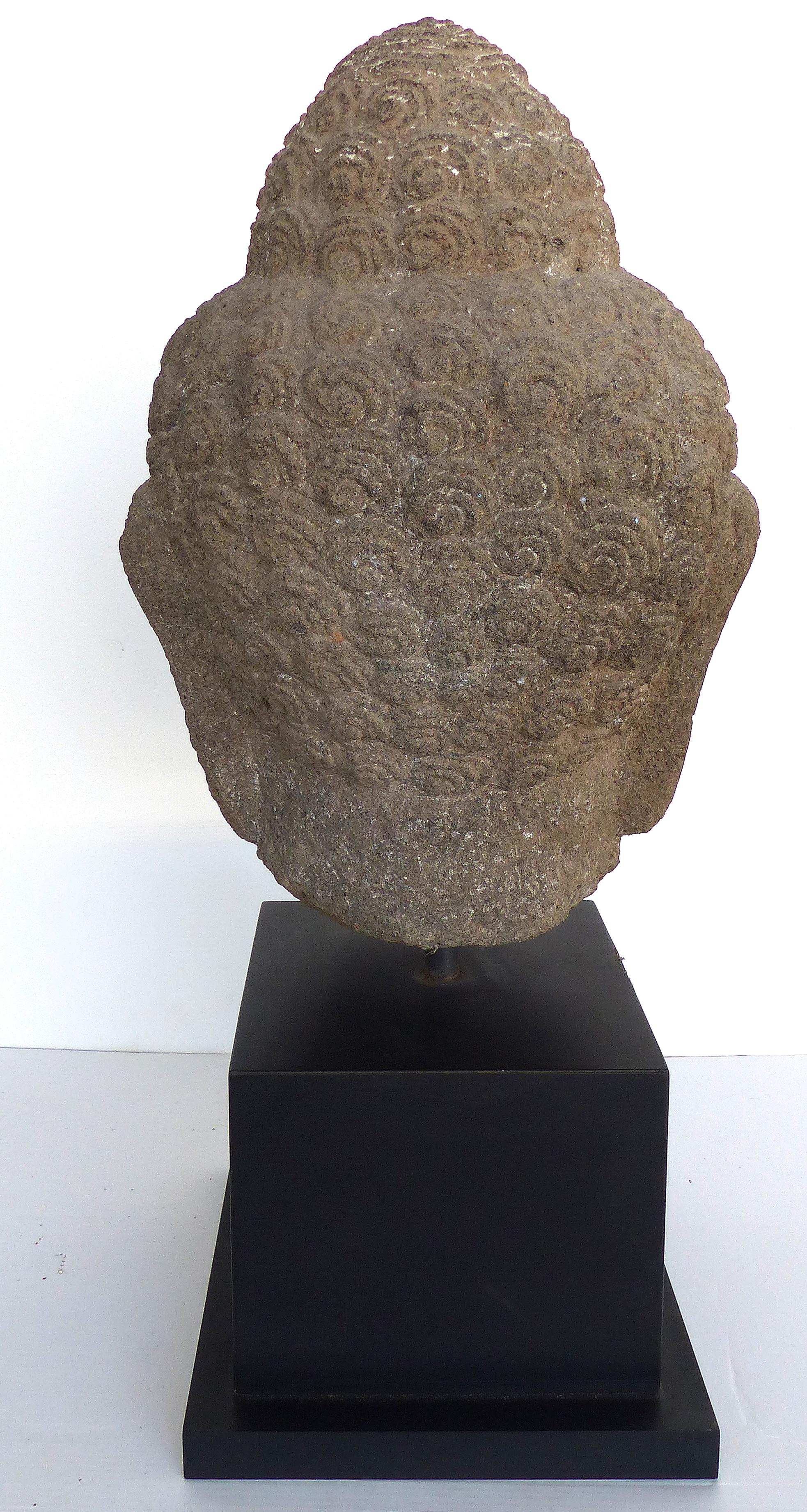 Ancient Carved Stone Buddha Head Sculpture, Provenance Royal-Athena Galleries NY In Good Condition For Sale In Miami, FL