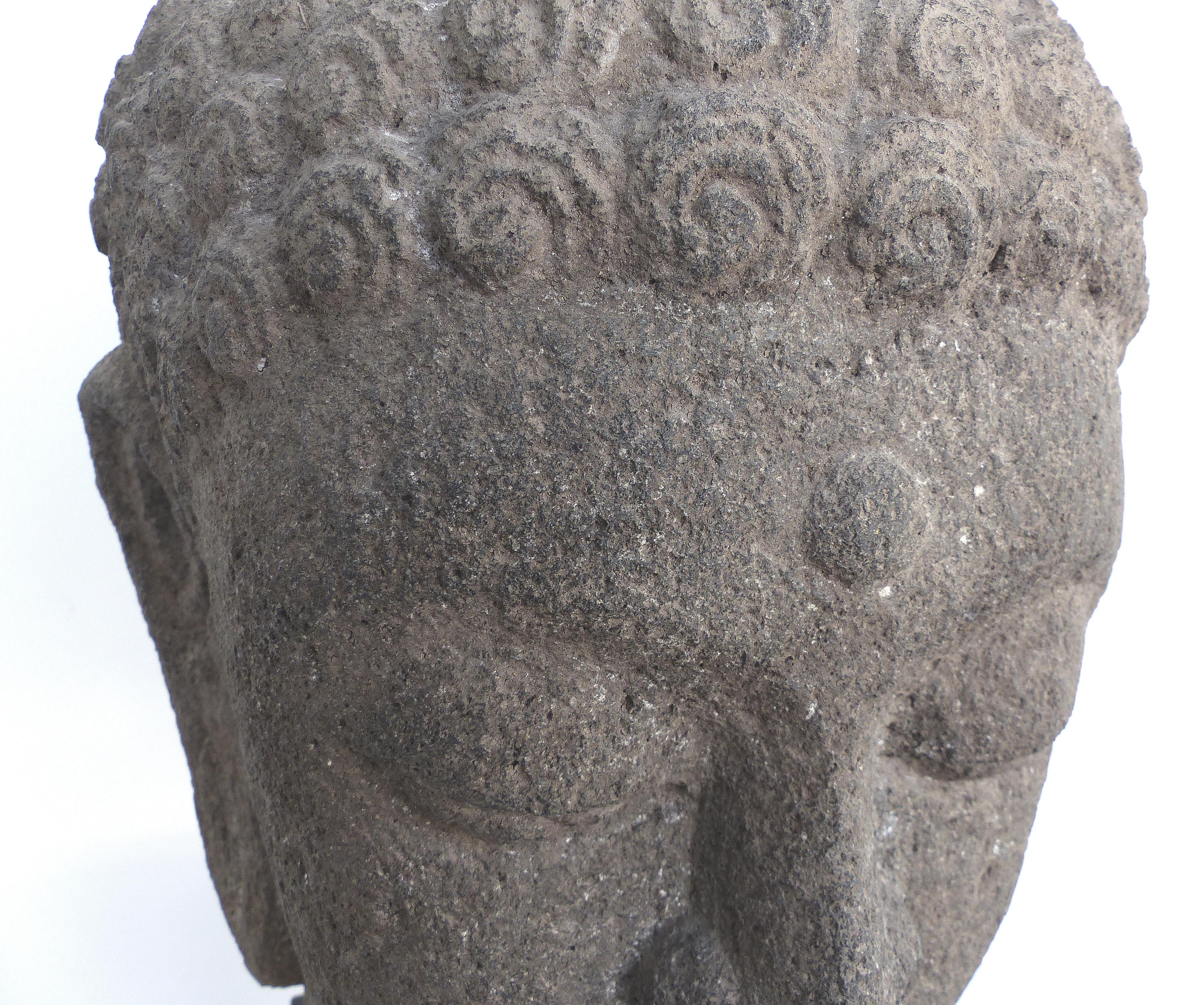 Ancient Carved Stone Buddha Head Sculpture, Provenance Royal-Athena Galleries NY For Sale 2