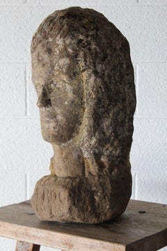 Antique Carved Stone Female Bust