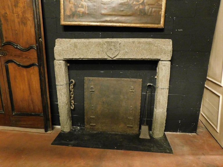Antique Carved Stone Fireplace With Coat Of Arms 700 Italy For