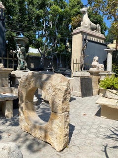 Antique Carved Stone Window Surround Wall Fountain Back Sculpture Fire Pit LA CA