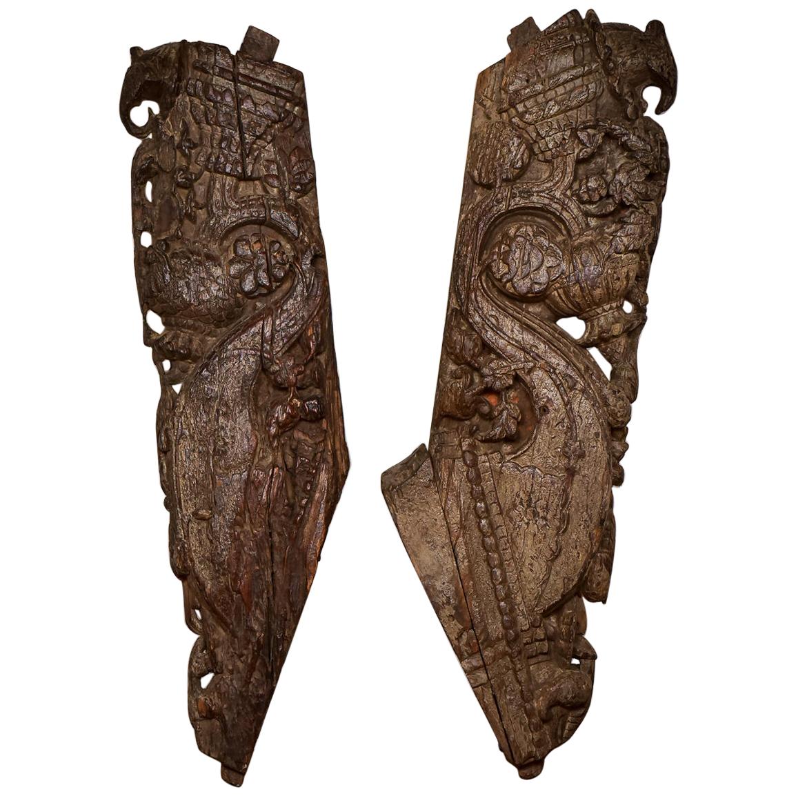 Antique Carved Teak Brackets / Corbels, 20th Century For Sale