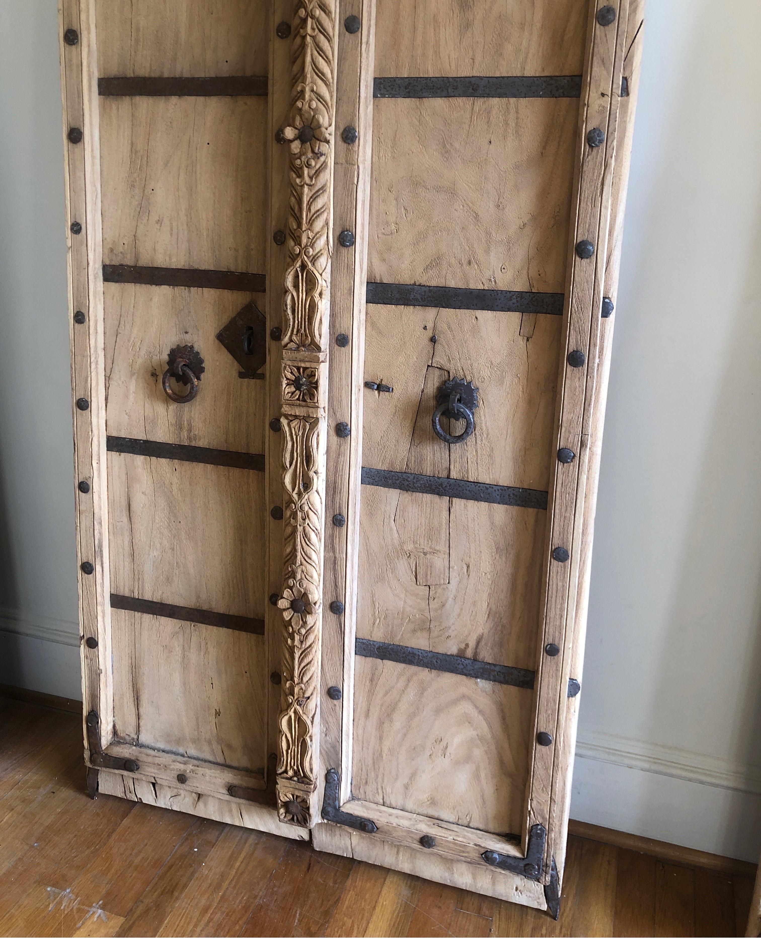 Primitive Antique Carved Teak Wood Indian Door/Gate For Sale