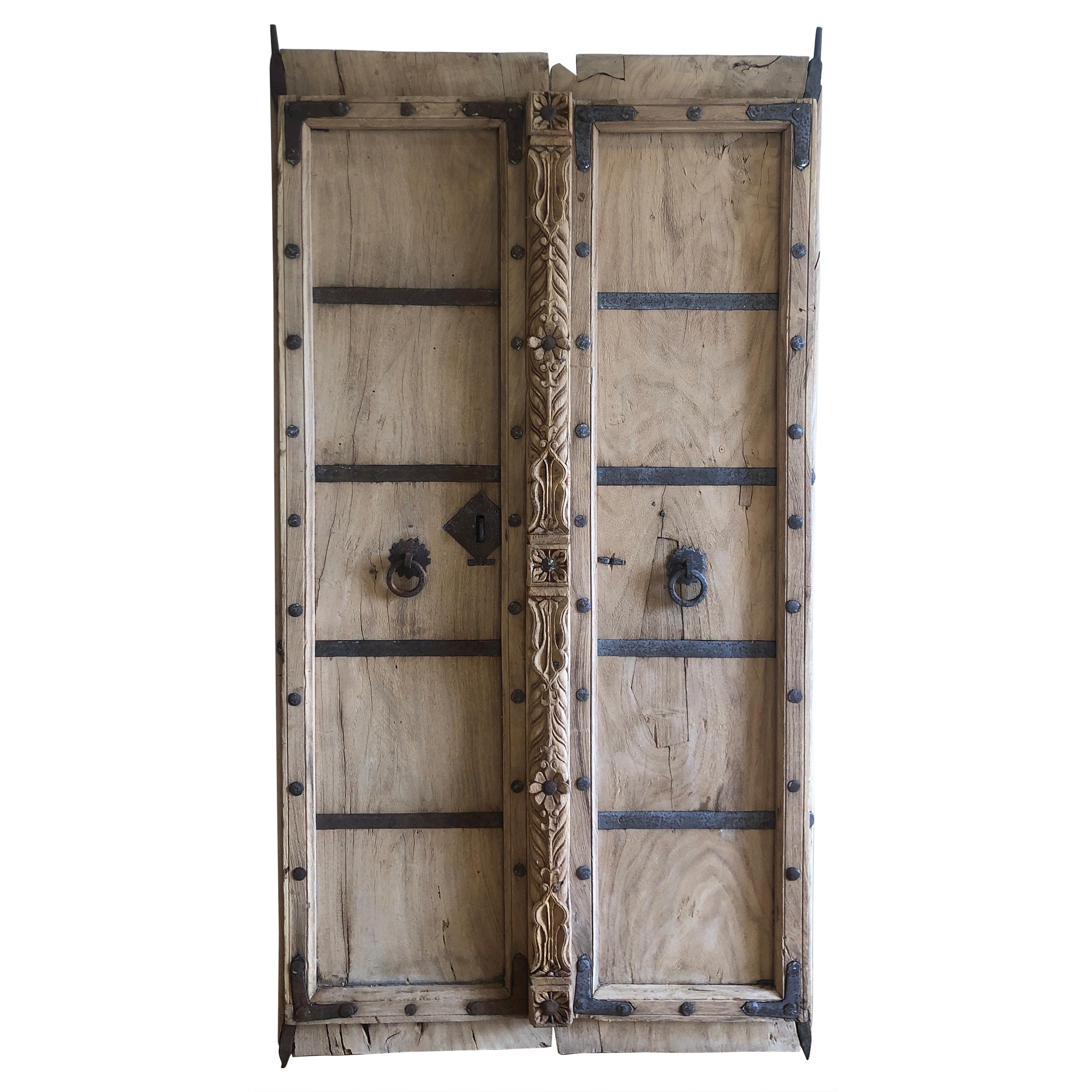 Puerta/portón indio antiguo de madera de teca tallada