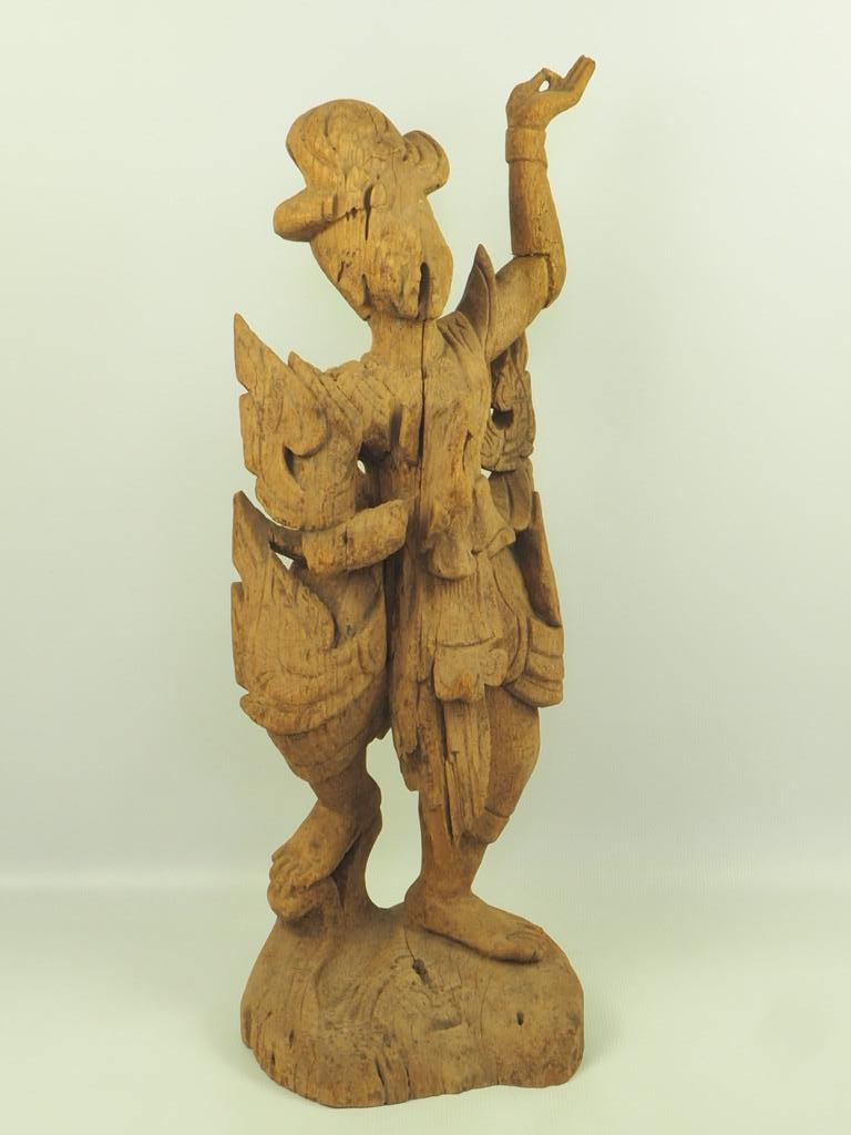 Centrasiatique Antiquité - Sculpture thaïlandaise en bois sculpté représentant une Dancing Apsara