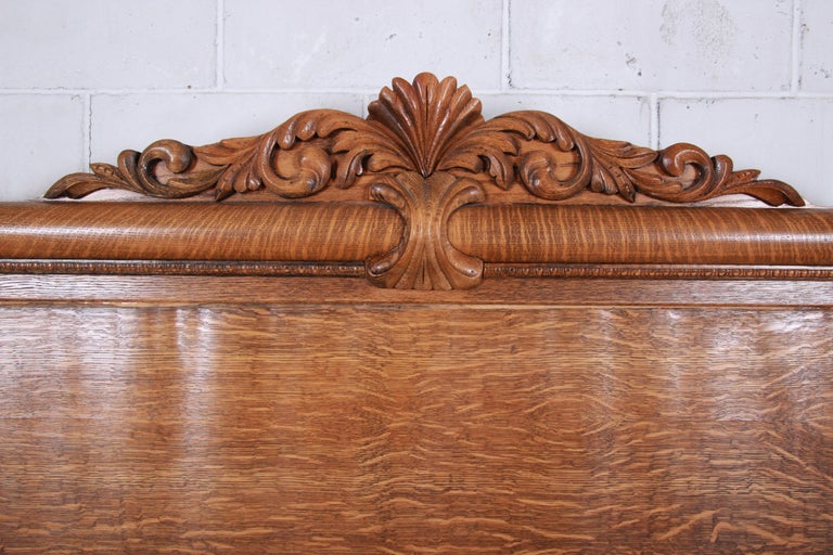 Antique Carved Tiger Oak Full Size Bed, circa 1900 at 1stDibs antique