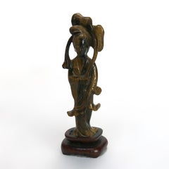 Antique Carved Tiger’s Eye Kwan Yin Figure C1920