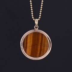 Antique Carved Tiger's Eye Pharaoh Pendant of 14k Gold
