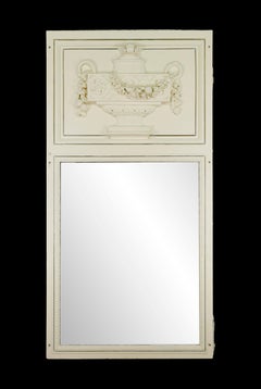 Antique Carved Urn White Wooden Overmantel Mirror