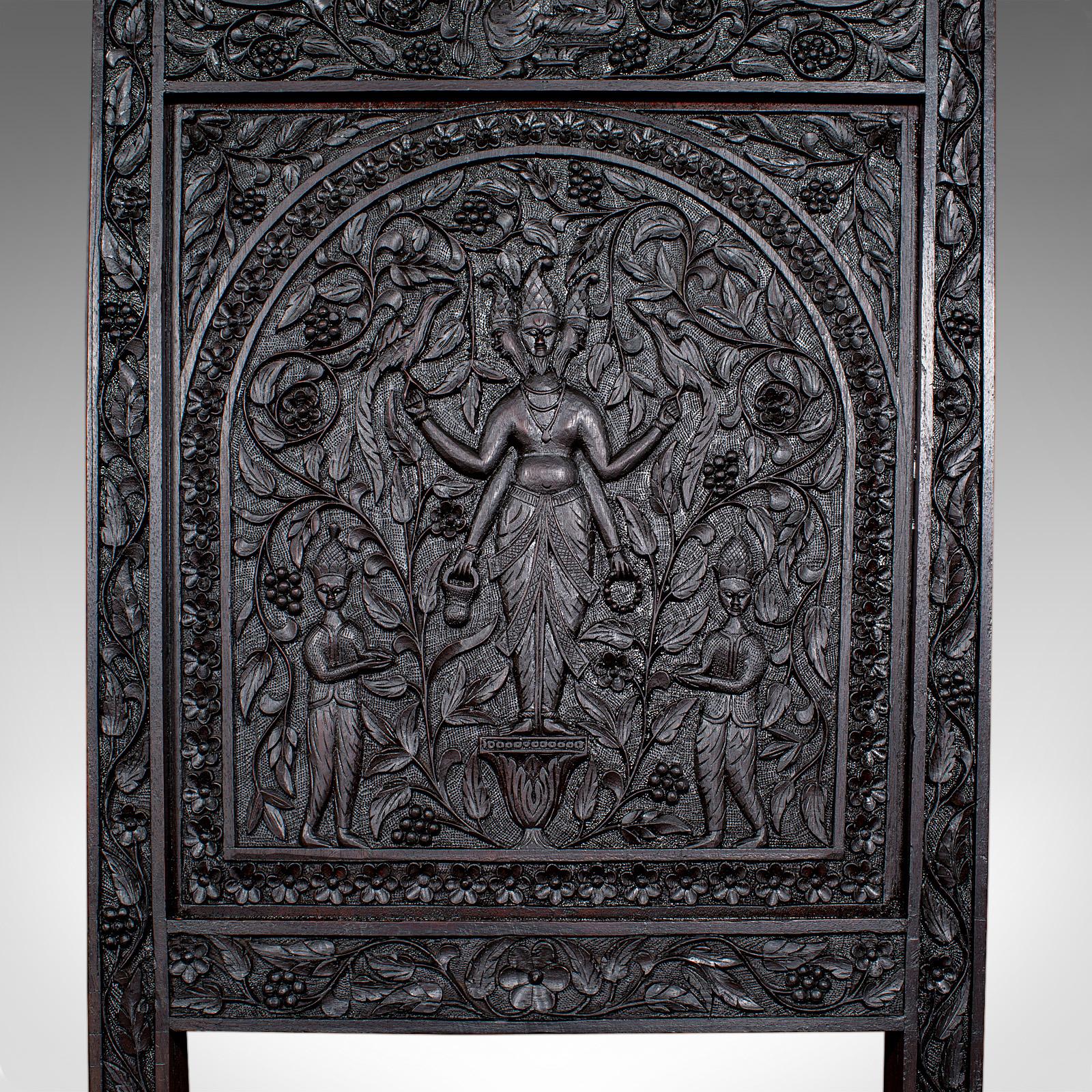 Antique Carved Veranda Chair, Ceylonese, Teak, Ornate Seat, Victorian, C.1880 For Sale 2