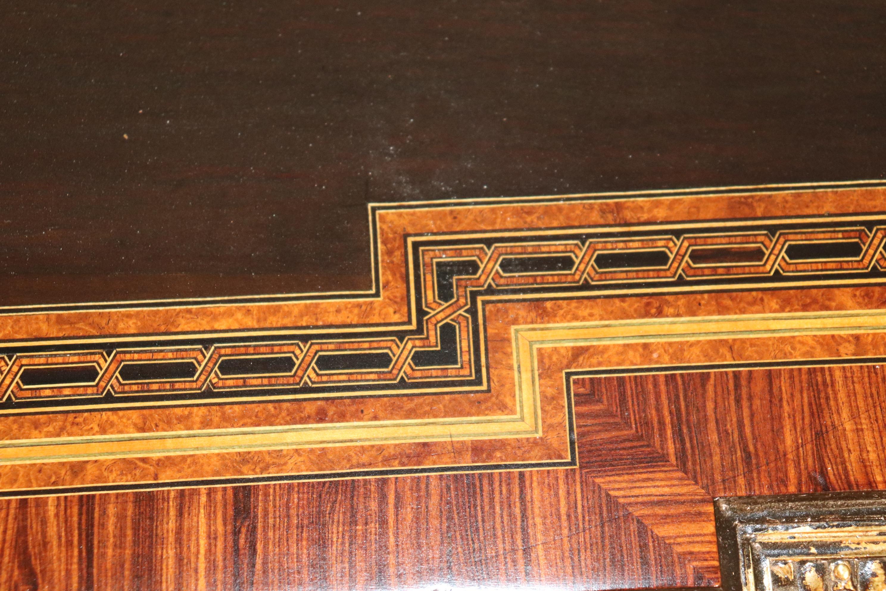 Antique Carved Victorian Inlaid Marquetry Center Table Attr to Pottier & Stymus For Sale 3