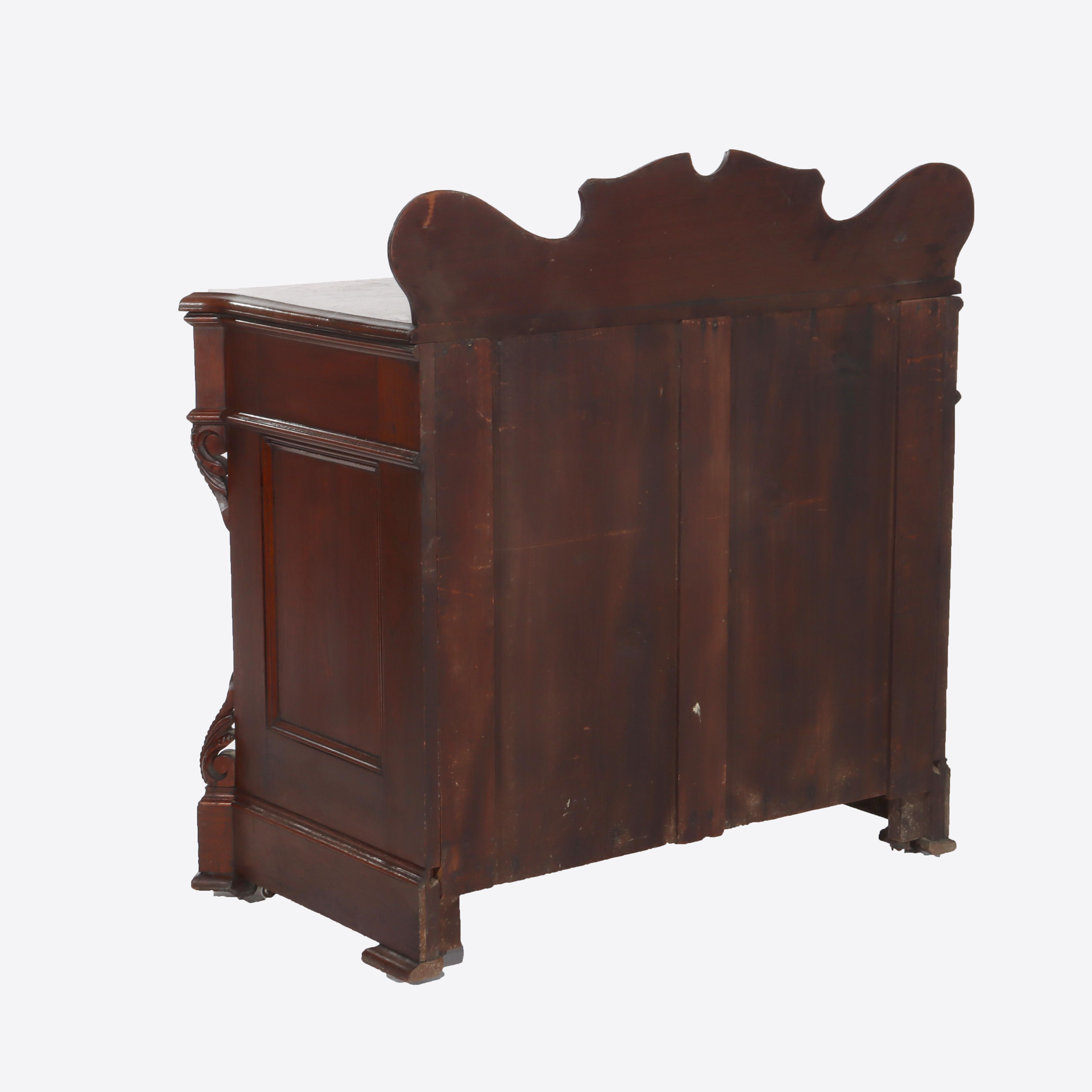 Antique Carved Walnut 2-Door 2-Drawer Washstand With Backsplash c1900 For Sale 7