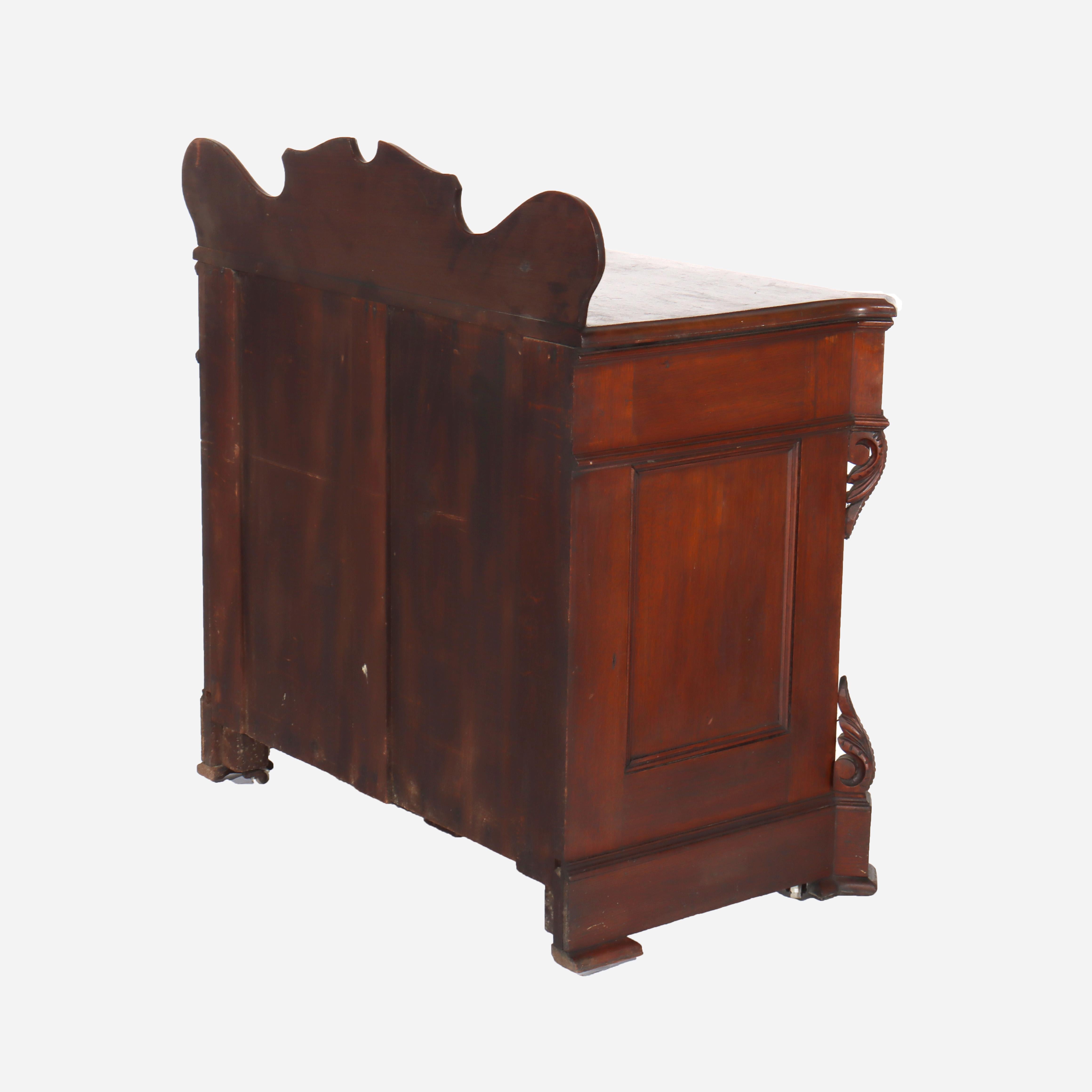 Antique Carved Walnut 2-Door 2-Drawer Washstand With Backsplash c1900 For Sale 8