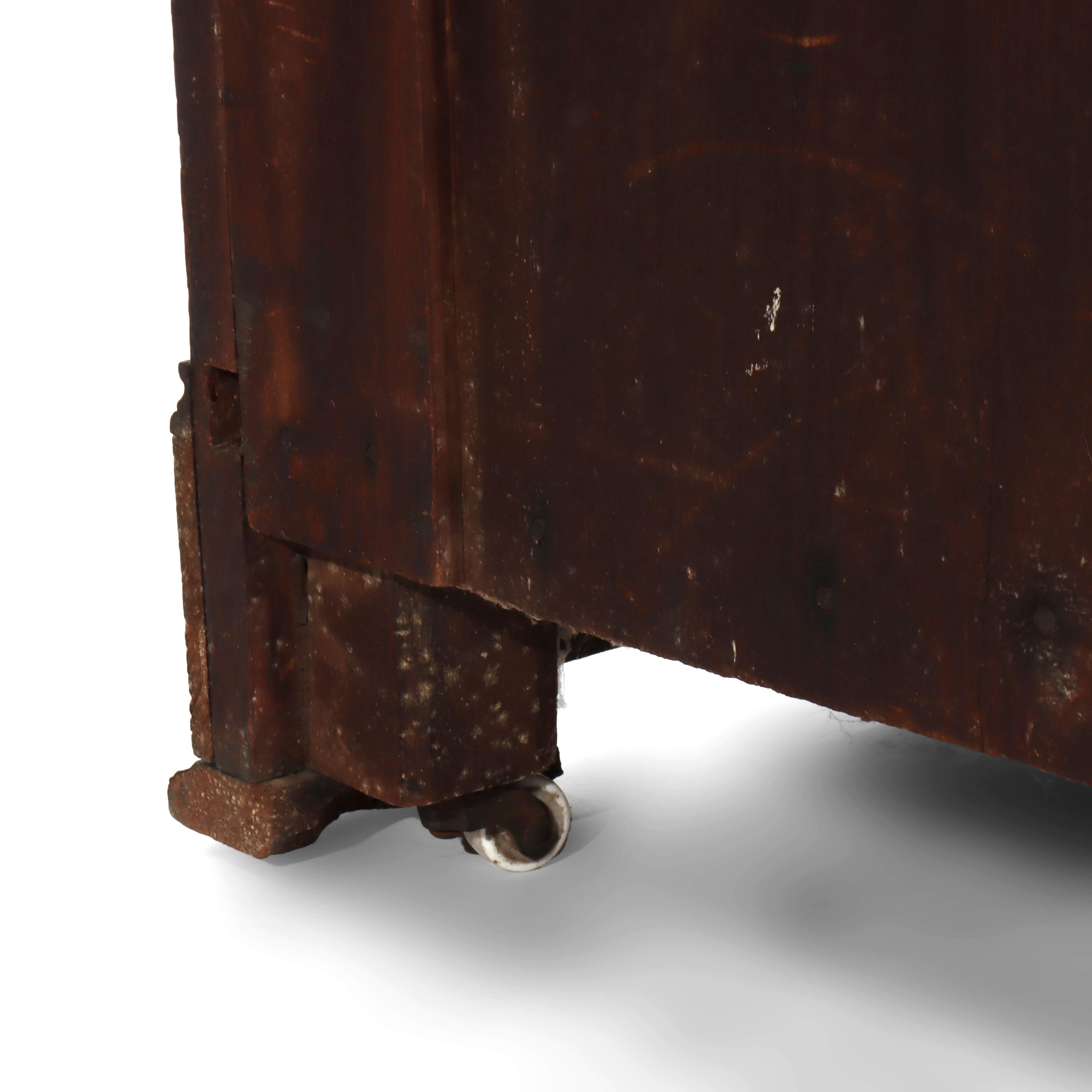 Antique Carved Walnut 2-Door 2-Drawer Washstand With Backsplash c1900 For Sale 10