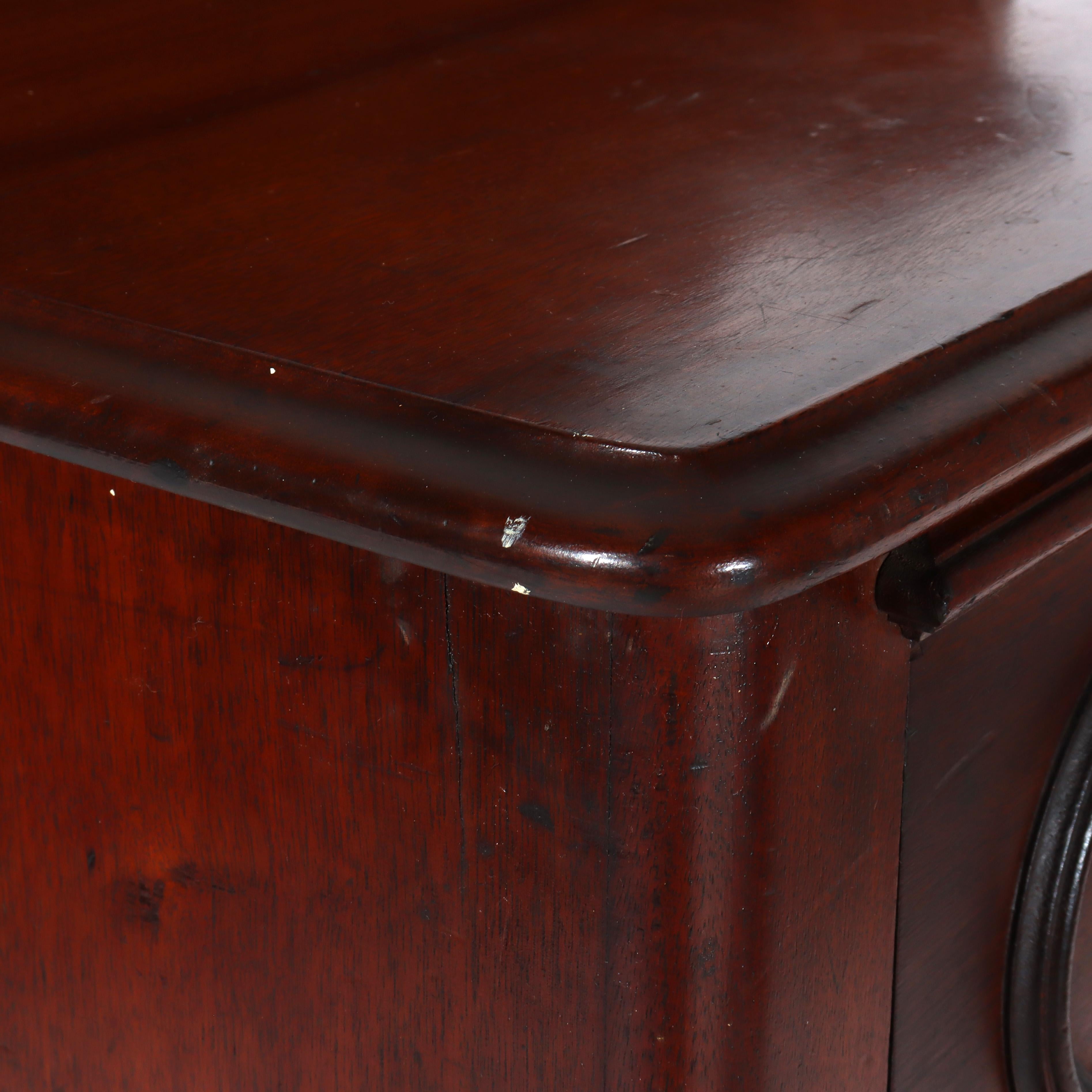 Antique Carved Walnut 3-Drawer Commode With Backsplash & Shelves c1890 For Sale 6