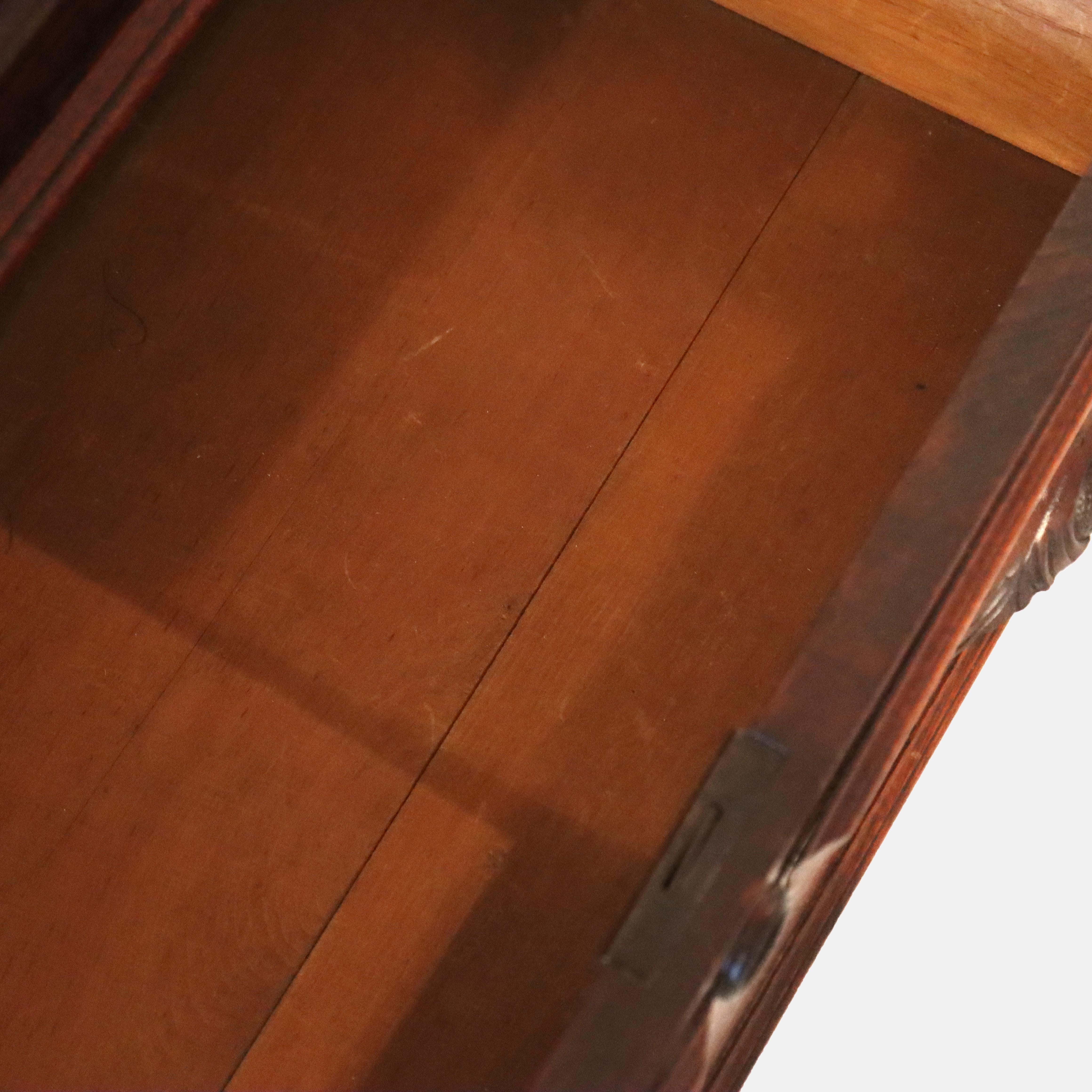 Antique Carved Walnut 3-Drawer Commode With Backsplash & Shelves c1890 For Sale 11