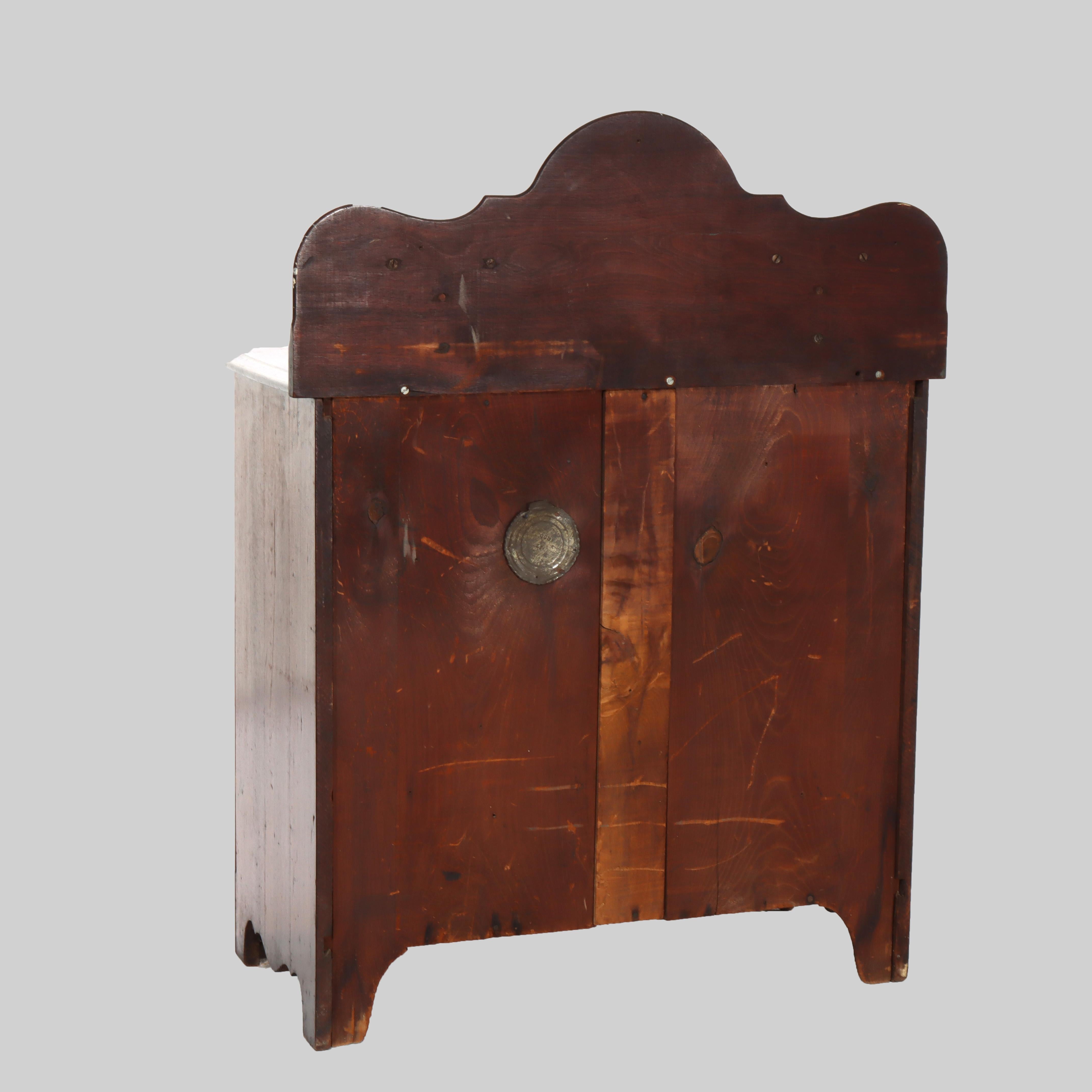 Antique Carved Walnut 3-Drawer Commode With Backsplash & Shelves c1890 For Sale 4