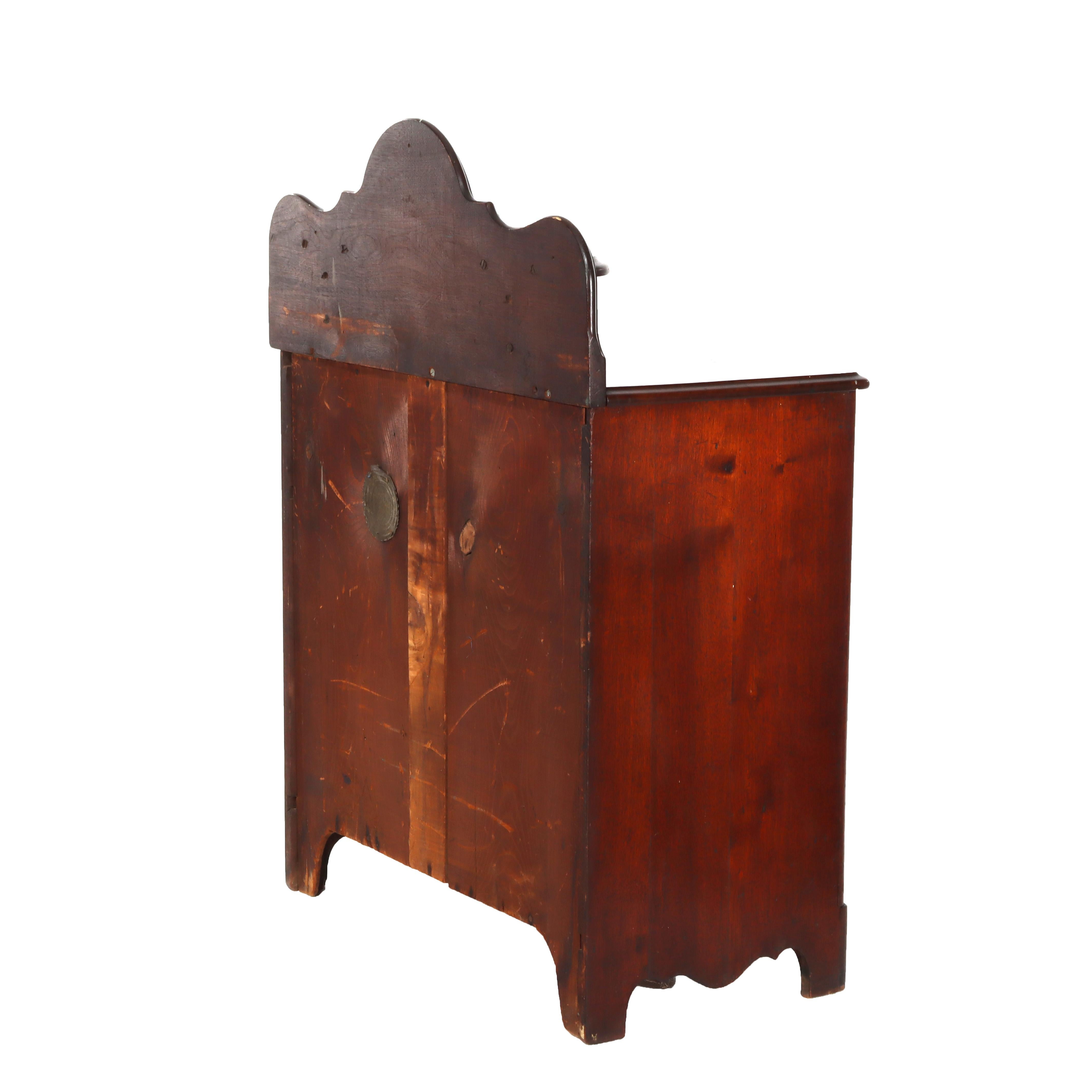 Antique Carved Walnut 3-Drawer Commode With Backsplash & Shelves c1890 For Sale 5