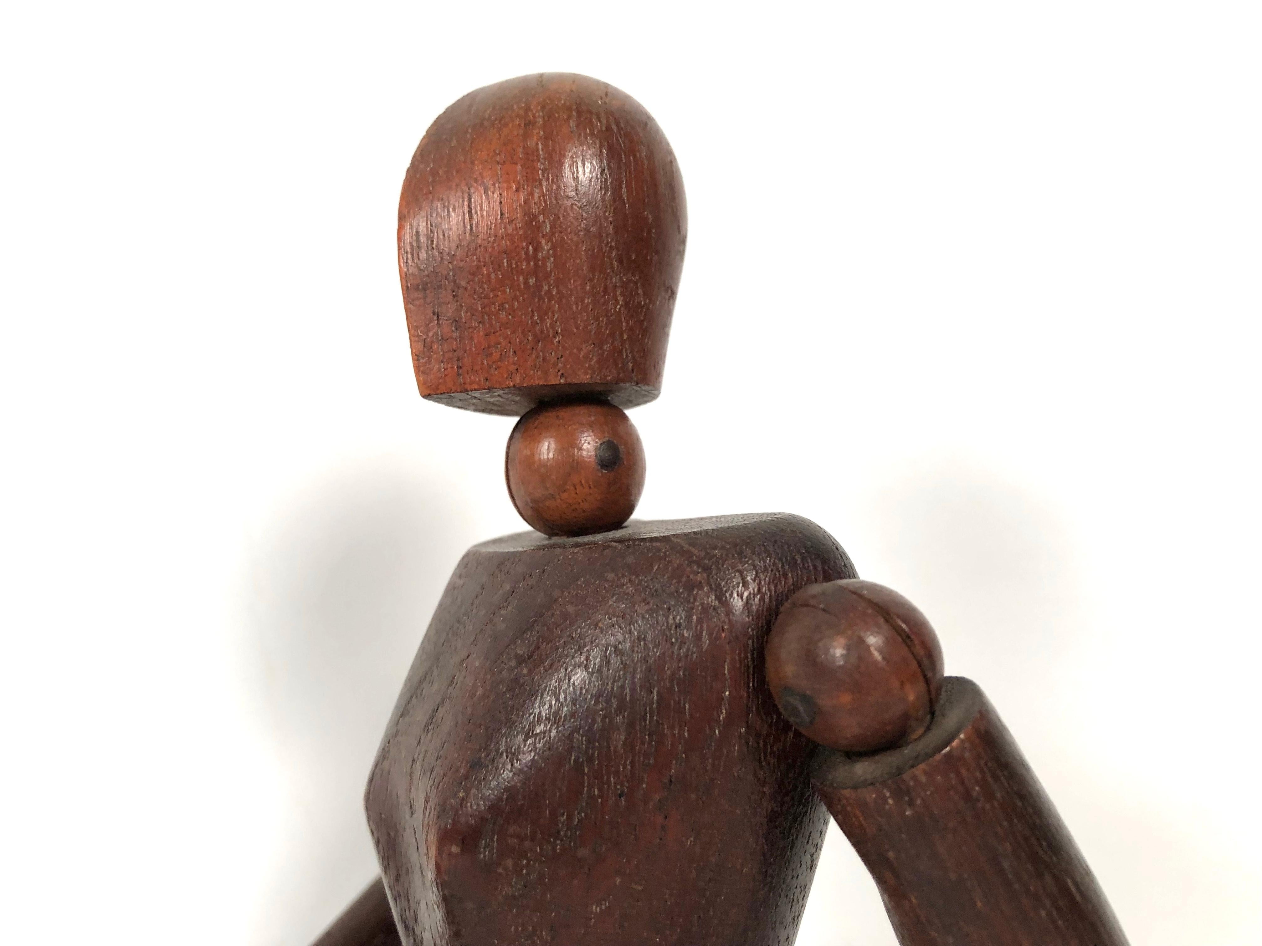 Antique Carved Walnut Articulated Artist's Figure Model 5