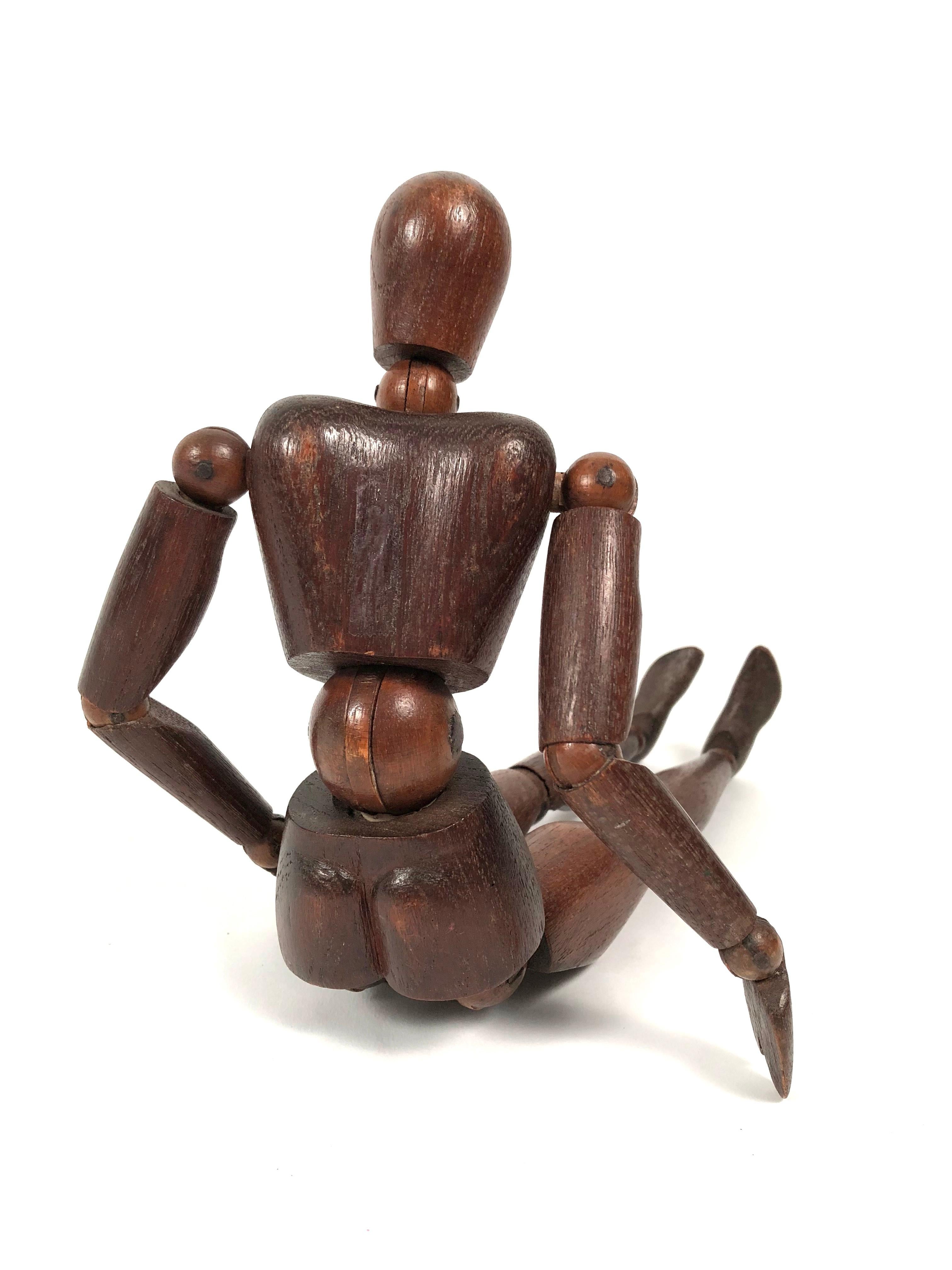Antique Carved Walnut Articulated Artist's Figure Model 2